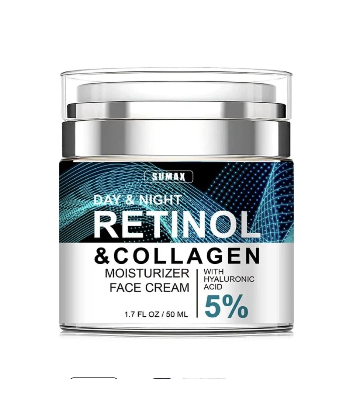 Best Face Moisturizer with Retinol & Hyaluronic Acid | Anti-Aging Collagen Cream for Women & Men | Day & Night Anti-Wrinkle Cream - 1.7 Fl Oz - Buy Online on GoSupps.com