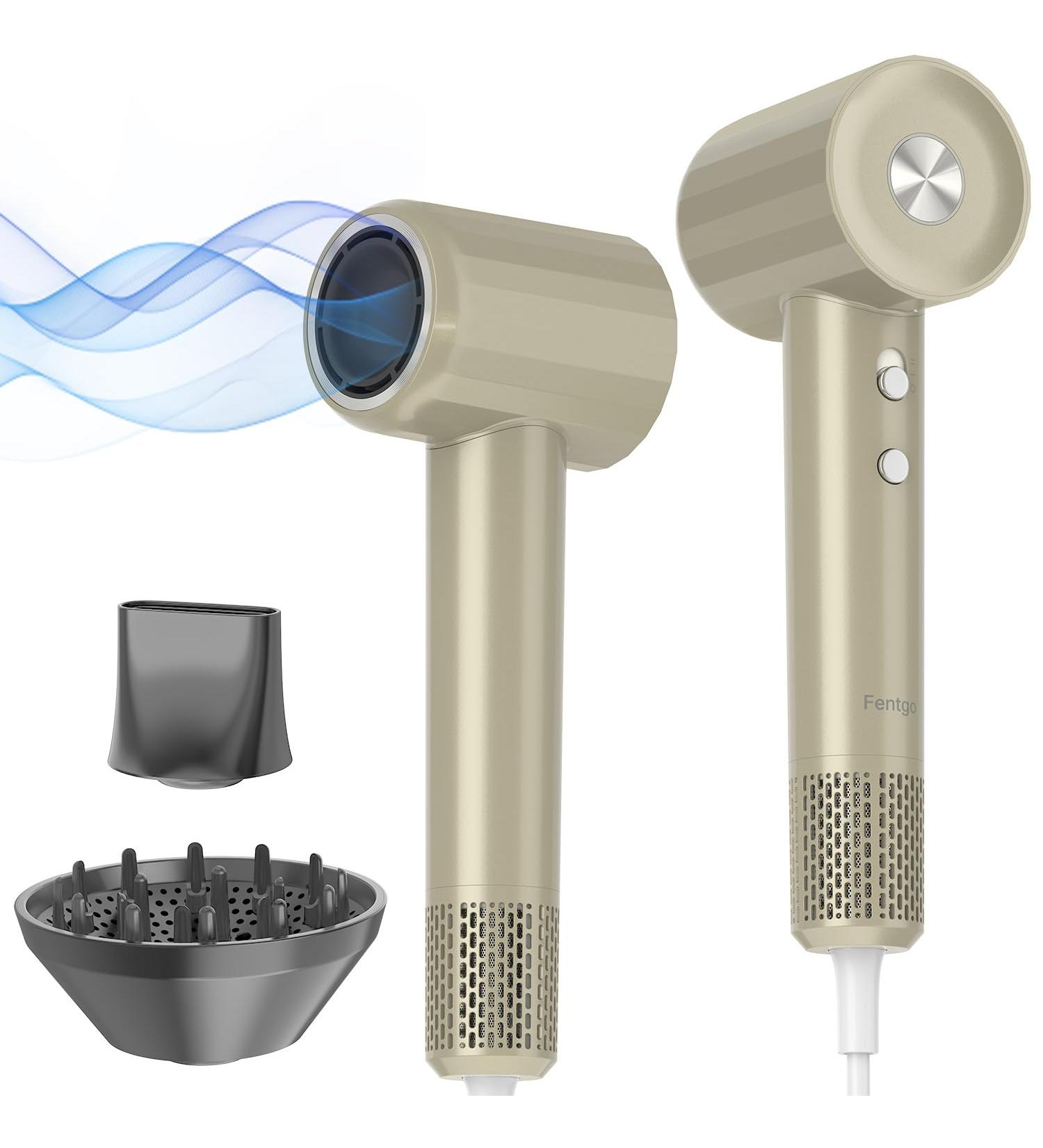 Hair Dryer - Fentgo High Speed Ionic Blow Dryer with Diffuser | 1500W 4 Temps/2 Speeds Fast Drying for Women | Travel-Friendly Olive Green - Buy Online on GoSupps.com
