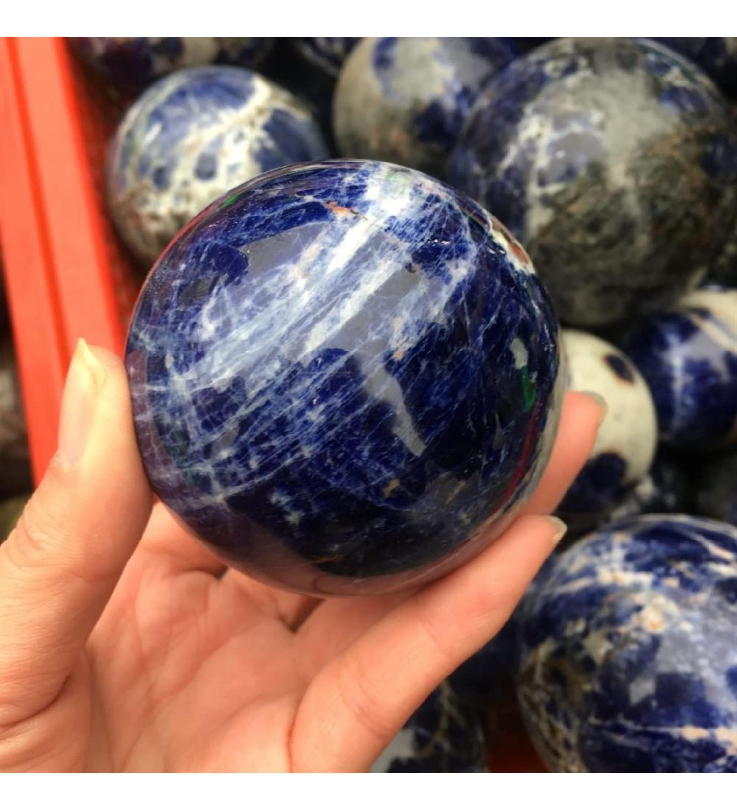 Natural Crystal Rough Crystal 1pcs Natural Blue-Veins Stone Round Ball Can be Used for Natural Stones Household - Buy Online on GoSupps.com