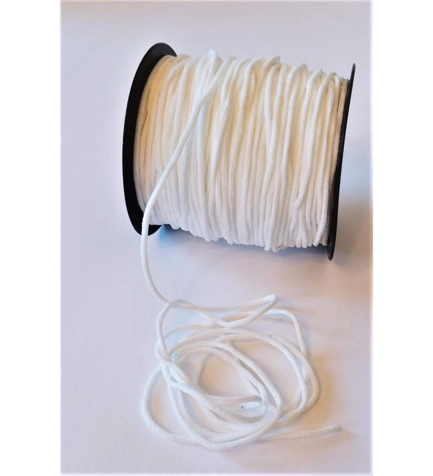 110 Yard 1/8 Inch Elastic Strap Earloop Cord Round Ear Tie Rope for Crafts - White 3mm - Buy Online on GoSupps.com