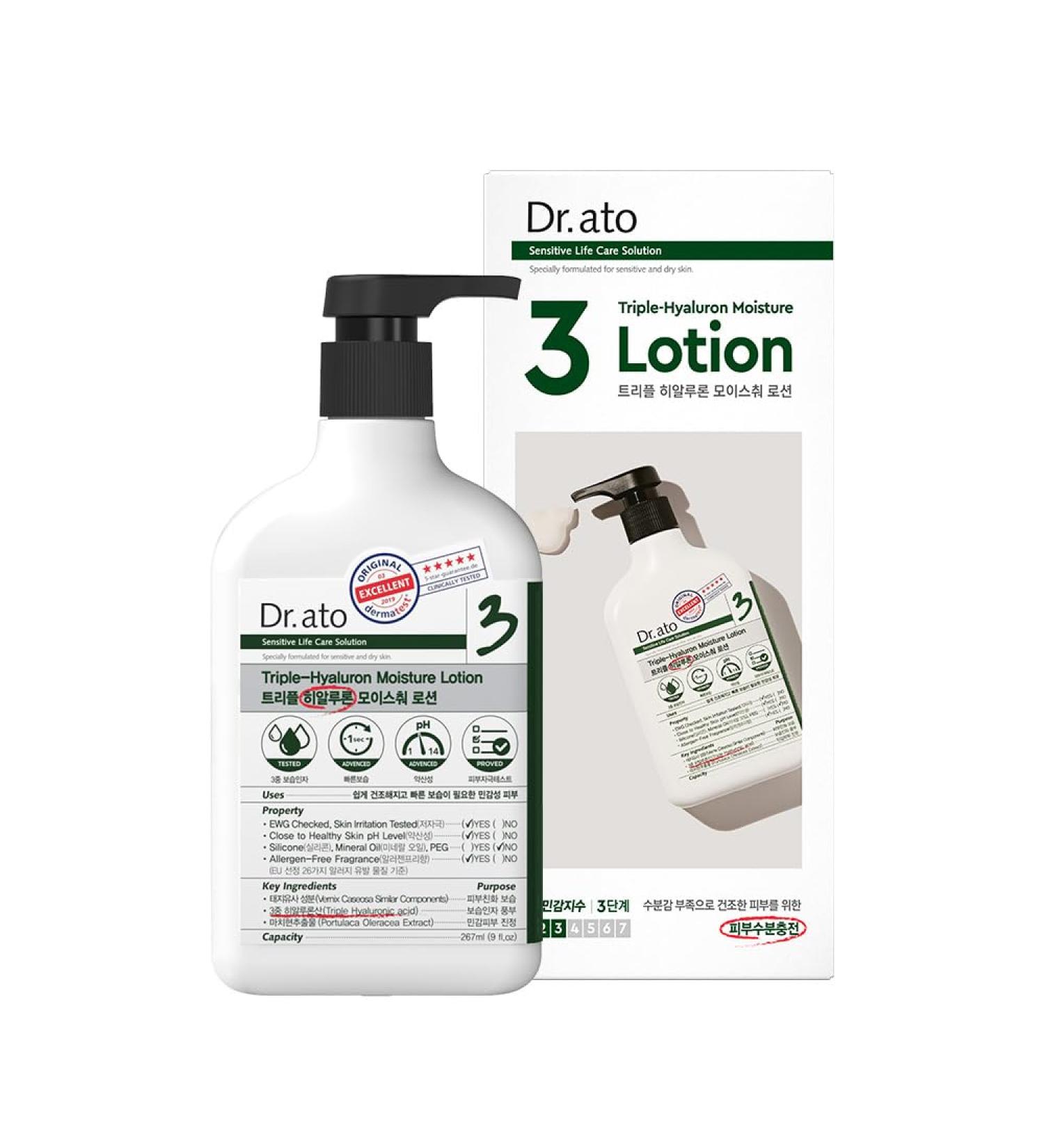 Dr. Ato Rapid Moisturizing Daily Lotion | Triple Hyaluronic Acid | Vegan Korean Skincare for Body & Face - 10.4 Fl Oz - Buy Online on GoSupps.com