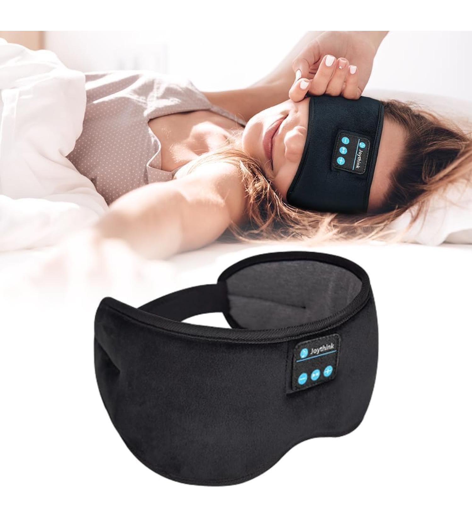 Joythink Wireless Sleep Headphones Eye Mask - Adjustable Black Sleep Mask for Side Sleepers with 5.3 Speakers & Microphone - Ideal for Travel & Light Blocking - Buy Online on GoSupps.com