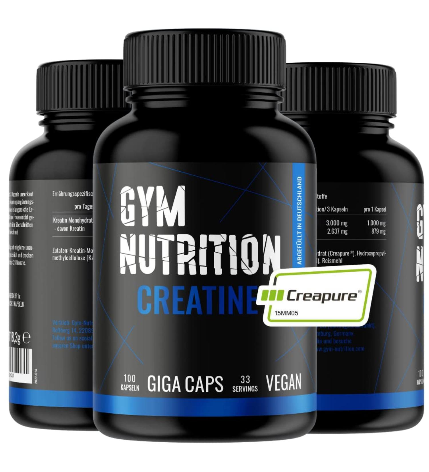 Premium Creapure Creatine Capsules - High Dose 100% Pure Vegan - Monthly Supply in Germany - Buy Online on GoSupps.com