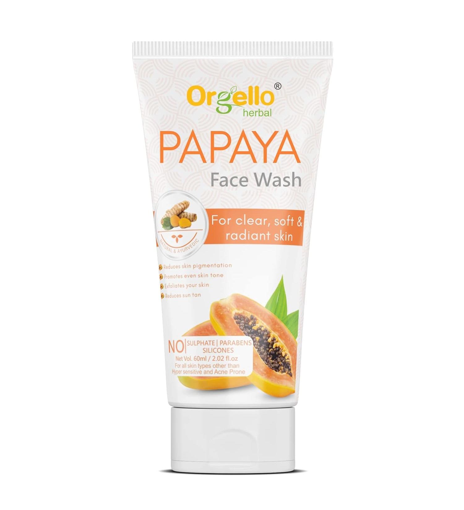 Papaya Face Wash for Clear & Radiant Skin | Deep Cleanse Tan Reducer for Men & Women | Paraben Sulphate & Silicon Free - 60ml - Buy Online on GoSupps.com