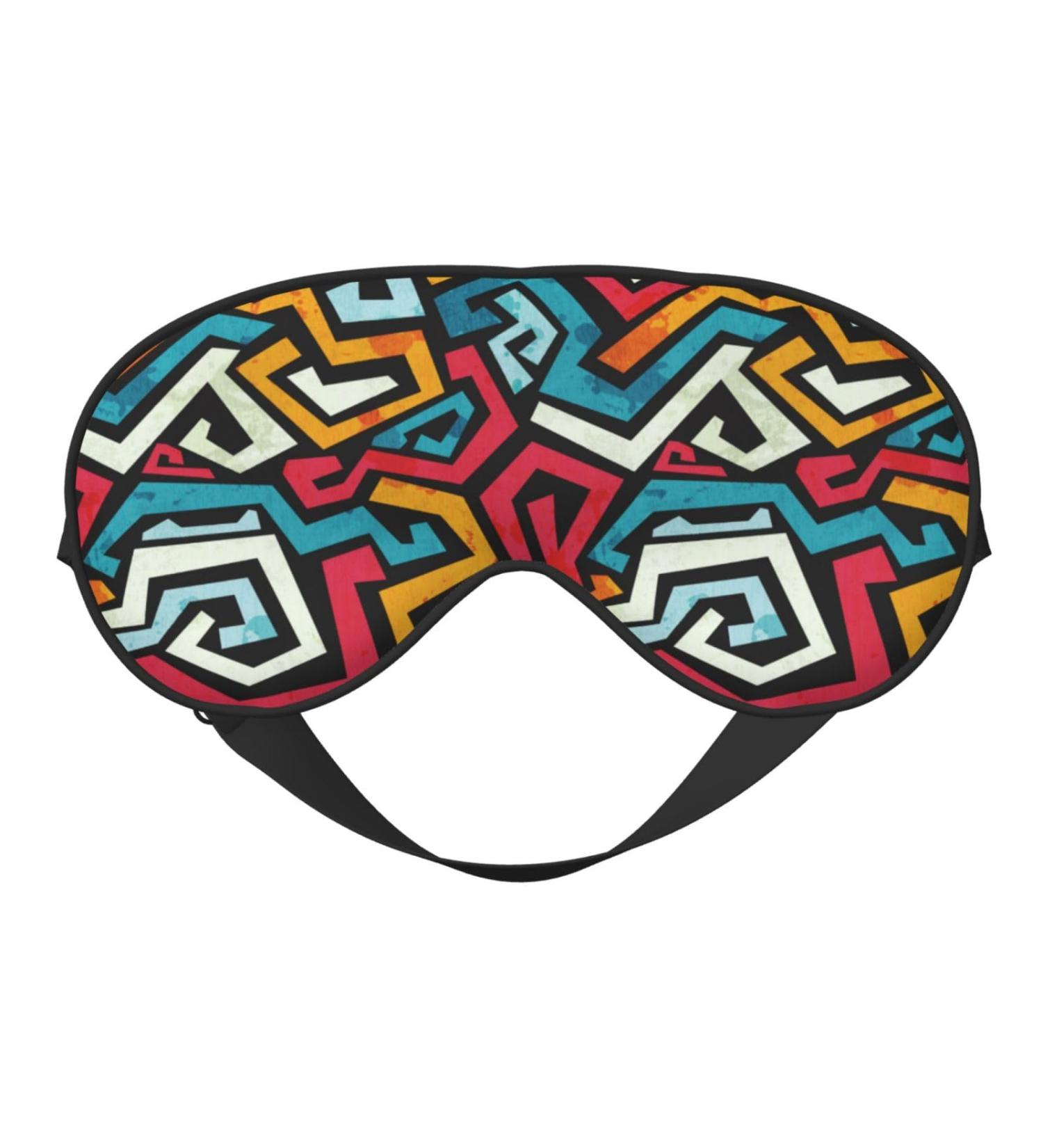 Geometry Print Sleep Eye Mask - Soft Blindfold with Elastic Strap for Travel & Night Sleep - Buy Online on GoSupps.com