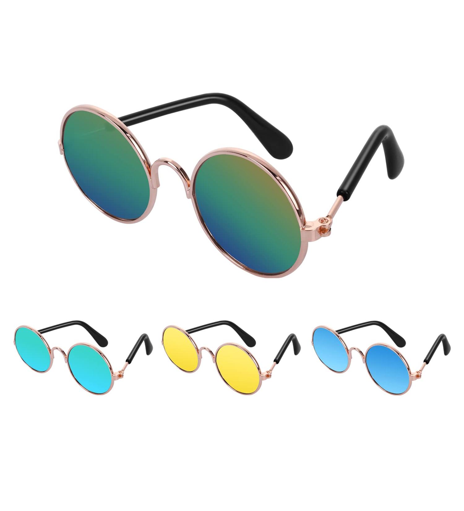Molain Pet Sunglasses - 4Pcs Round Classic Cat UV Protection for Small Dogs & Dolls | Party Cosplay Costume Photo Props - Buy Online on GoSupps.com