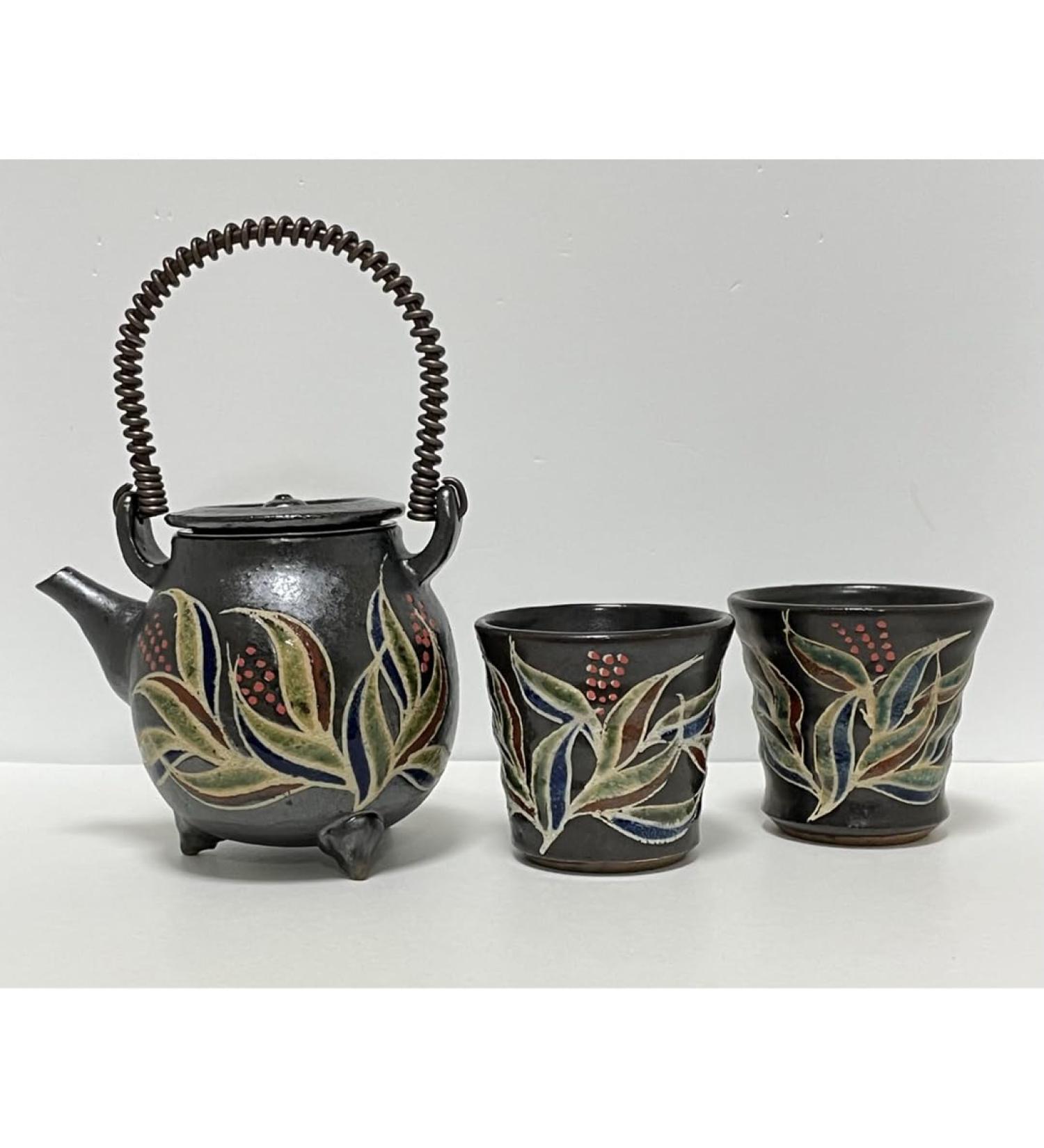 Okinawa Yachimun Yachimun Yasuhara Pot Teapot and Teacup Set (Black) - Buy Online on GoSupps.com