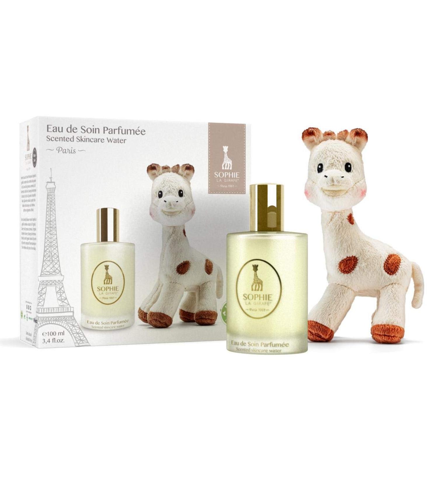 Sophie La Girafe Eau de Soin Parfumee by Sophie La Girafe Gift Set - 3.4 oz Scented Skincare Water (Alcohol-Free) + 1 Sophie La Girafe Soft Toy - Buy Online on GoSupps.com