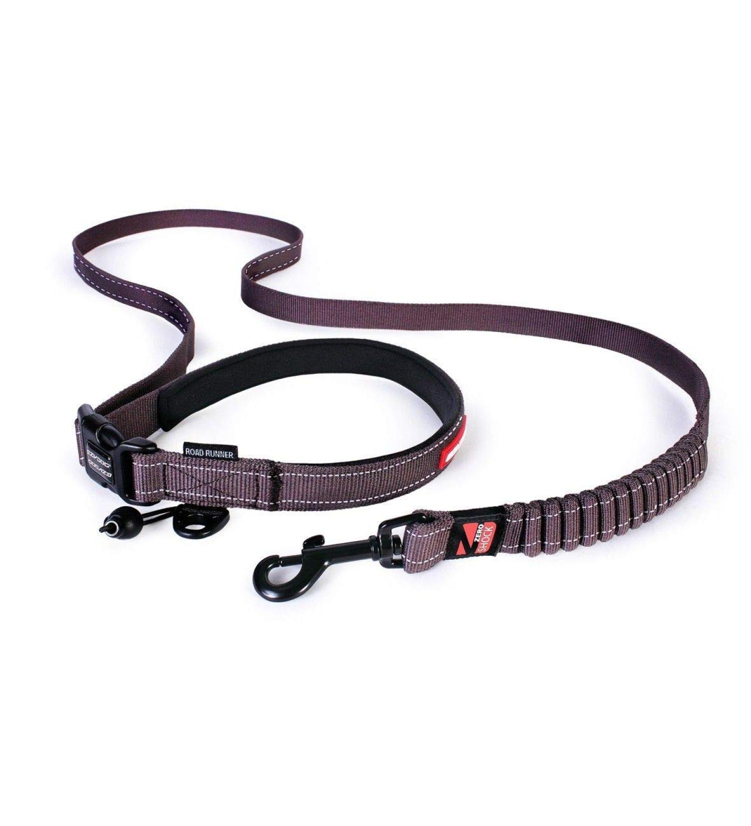 Ezydog Jogging Dog Leash for Medium & Large Dogs - Reflective Elastic Bungee Leash for Runners - 210cm Chocolate Brown - Buy Online on GoSupps.com