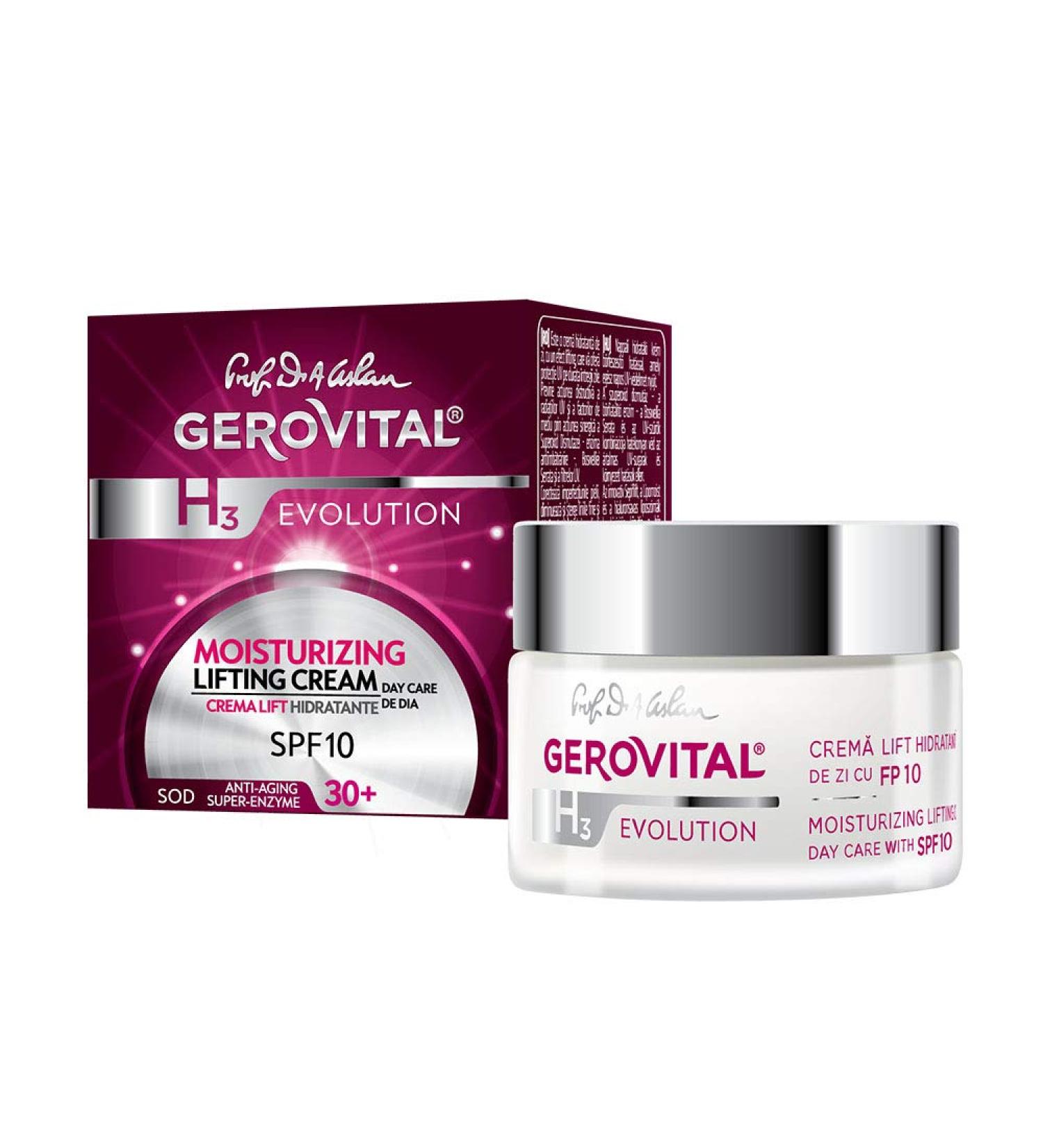 Gerovital H3 Evolution Daytime moisturizing lifting face cream with FP10 for dry dehydrated mature skin 50 ml - Buy Online on GoSupps.com