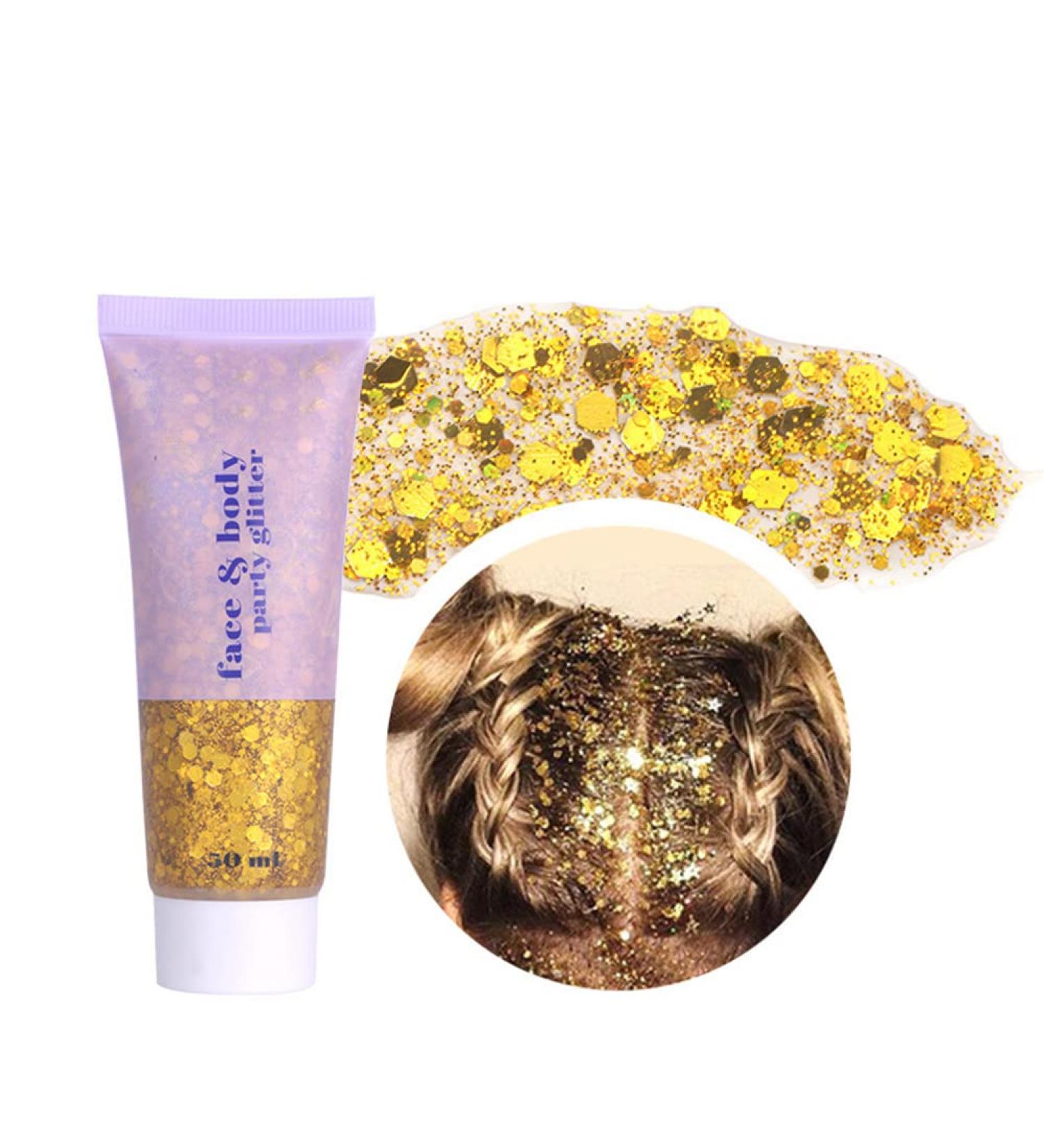  Uposao Body Glitter Gel Mermaid Glitter Liquid Eyeshadow Long Lasting Waterproof Glitter Cosmetic Face Hair Nail Body Lotion for Festival Party Makeup Decoration 50ml - Buy Online on GoSupps.com