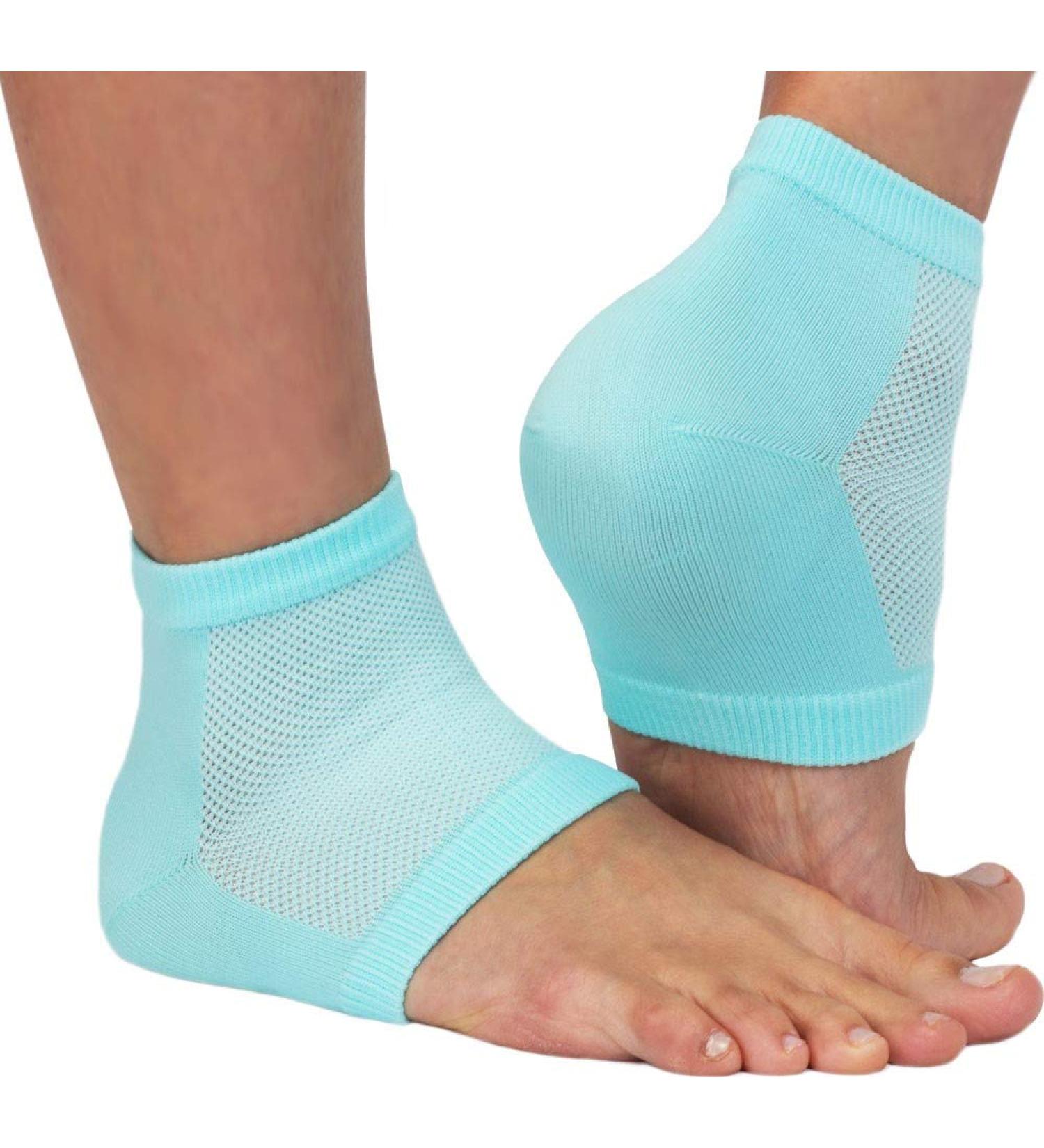 NatraCure Aqua Blue Vented Moisturizing Gel Heel Sleeves for Cracked Heels and Dry Feet - Regular Size - Buy Online on GoSupps.com