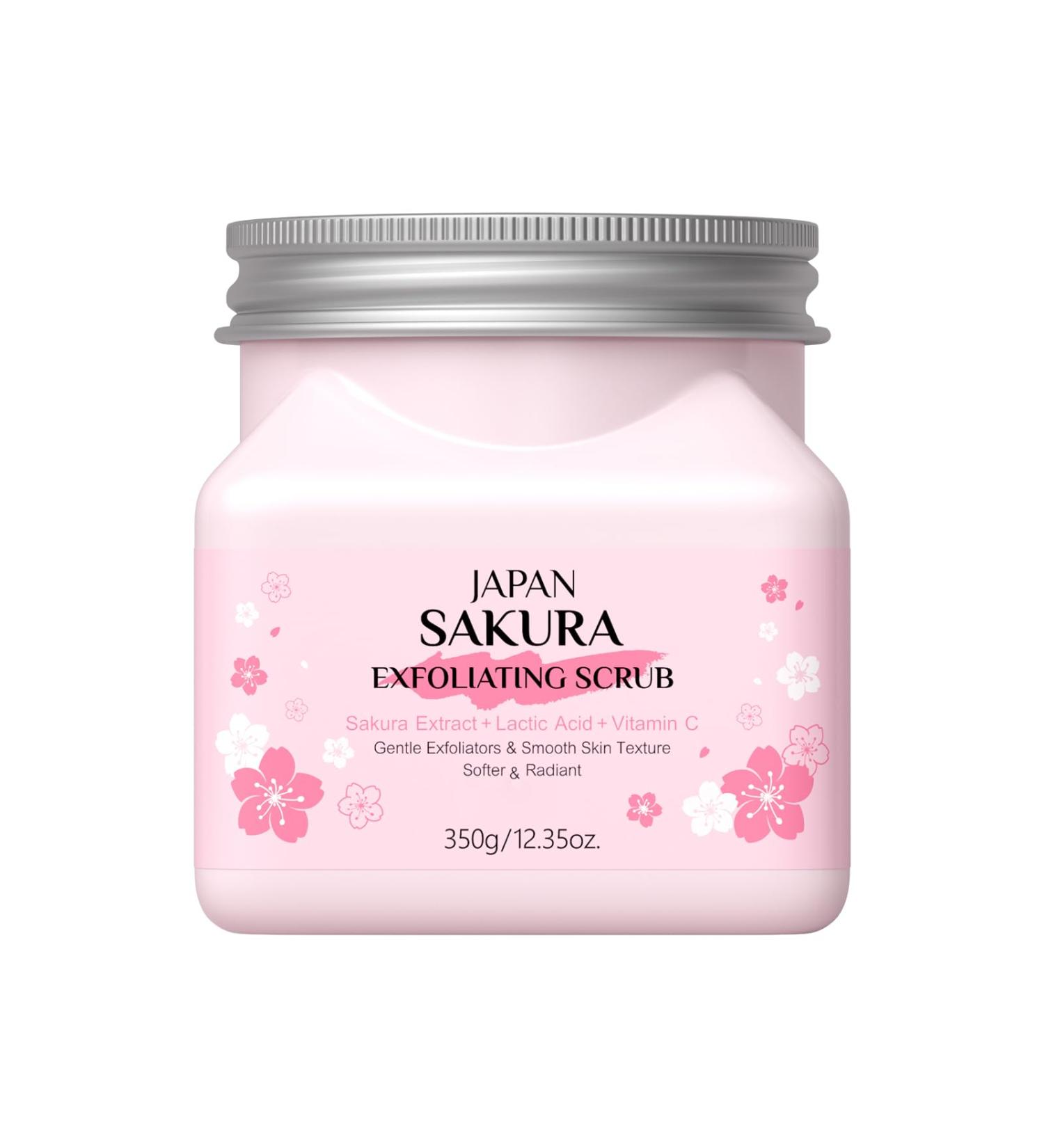 Ofanyia Sakura Exfoliating Scrub with Lactic Acid & Vitamin C Exfoliating Scrub for Smooth & Softer Skin Gentle Exfoliator Deep Cleansing Skin Moisturizing Gel 350g/12.35oz (Sakura 350g) Sakura 12.35 Ounce (Pack of 1) - Buy Online on GoSupps.com