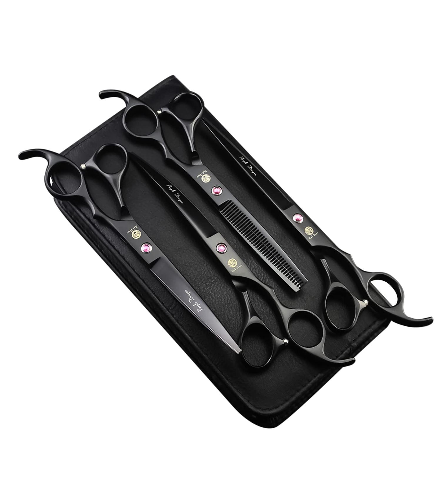 Purple Dragon 7.0 Fellscher for Dogs - Professional Curved Scissors Set with Effilier for Pet Grooming - High-Quality 440C Stainless Steel from Japan - Buy Online on GoSupps.com