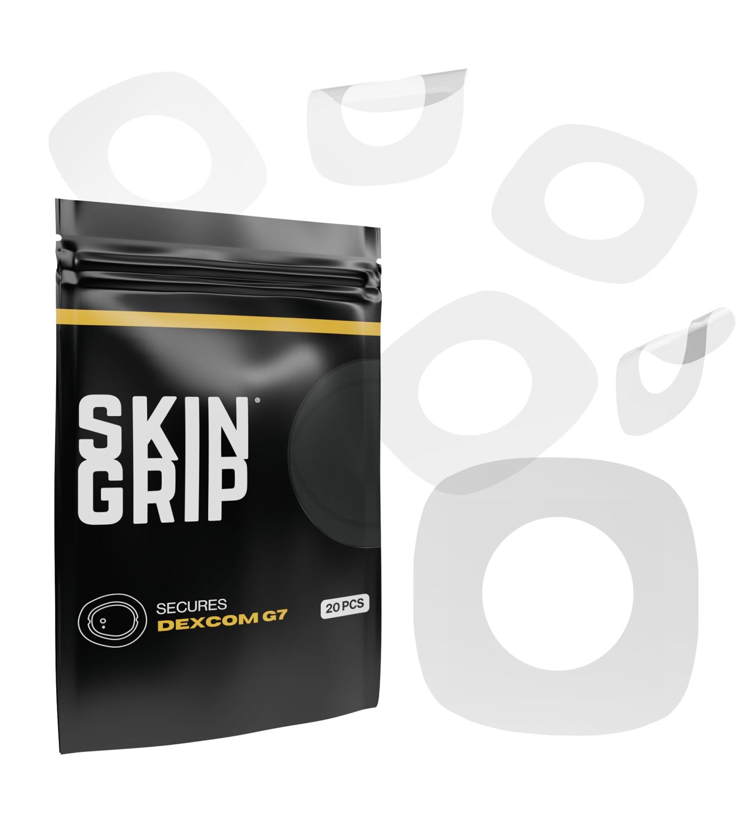 Skin Grip Adhesive Patches for Dexcom G7 & Stelo CGM | Waterproof Sweatproof Secure 10-15 Days | 20 Pack Clear - Buy Online on GoSupps.com