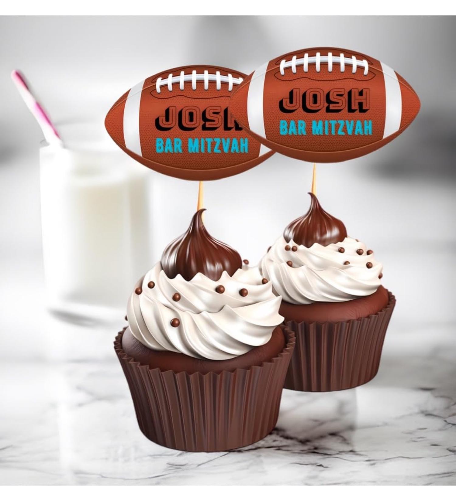Bar Mitzvah Cupcake Decorations - Cupcake Toppers - Toothpick - Pack Of 18 Can Be Personalised Free