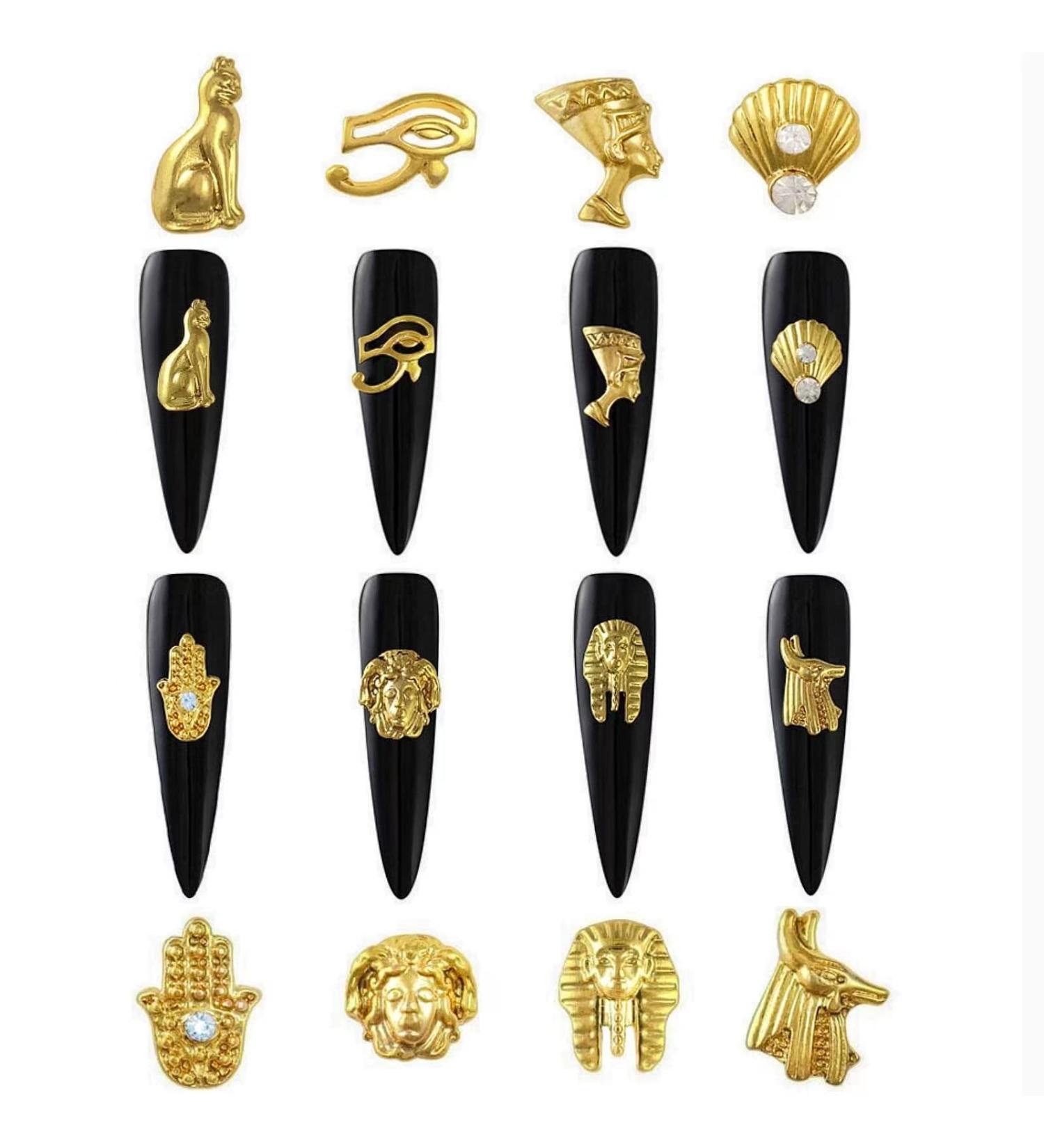 40Pcs 3D Egyptian Nail Charms - Vintage Gold Rhinestones for DIY Nail Art & Jewelry Making - Buy Online on GoSupps.com