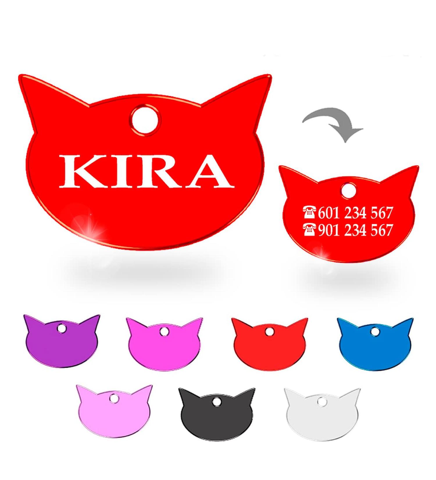 Ibera Gifts - Personalized Cat Head Engraved Medallion for Small to Large Cats | Custom Badge Collar Name Tag - Red - Buy Online on GoSupps.com