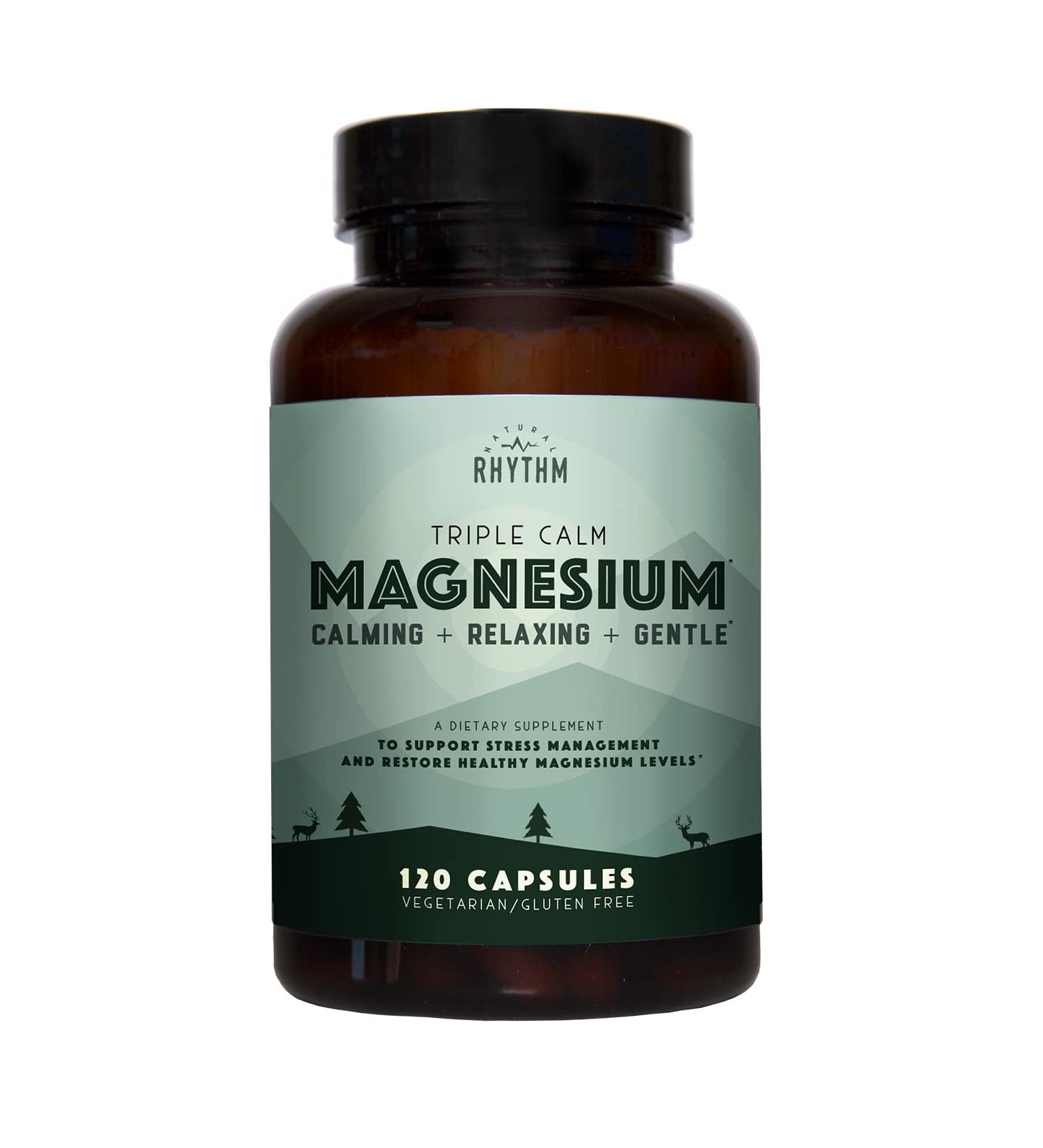 Natural Rhythm Triple Calm Magnesium 150mg - 120 Capsules, Magnesium Supplement with Glycinate, Malate & Taurate - Buy Online on GoSupps.com
