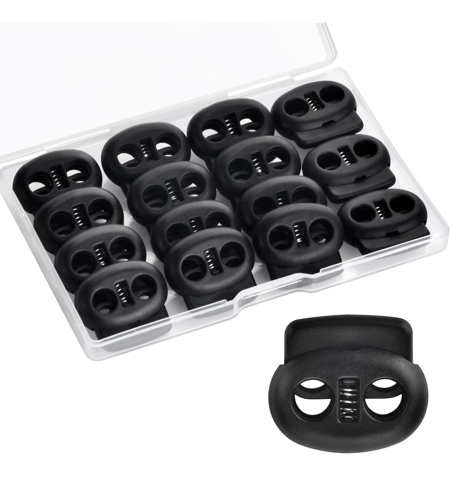 Deesea 15 PCS Double Hole Plastic Cord Locks End Spring Stop Toggle Stoppers - Ideal for Drawstrings, Paracord, Shoelaces, Backpacks - Durable Cord Stopper Lanyard String Toggles (15 Double Hole) - Buy Online on GoSupps.com