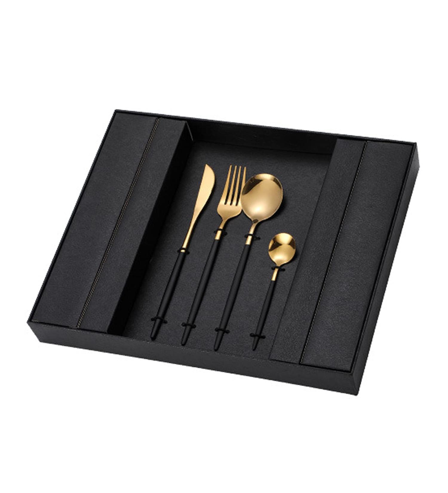 Cutlery Set Camping Travel Cutlery Set Portable Reusable Dishwasher Safe Easy Clean Kitchenware (Size : Gold+Black) - Buy Online on GoSupps.com