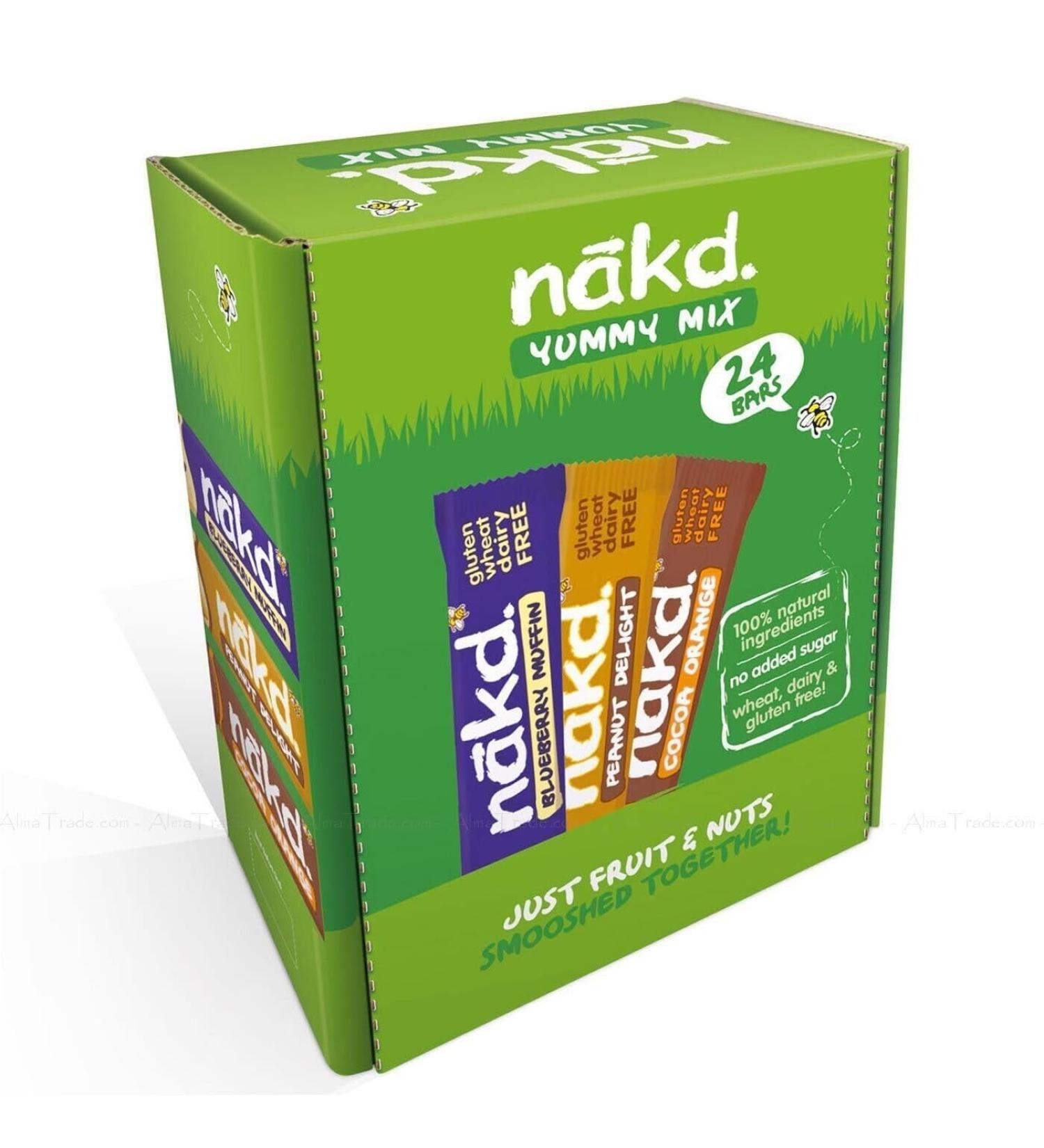 Nakd Yummy Mix Raw Fruit & Nut Snack Bars Gluten Free Variety Pack of 24 x 35g - Buy Online on GoSupps.com