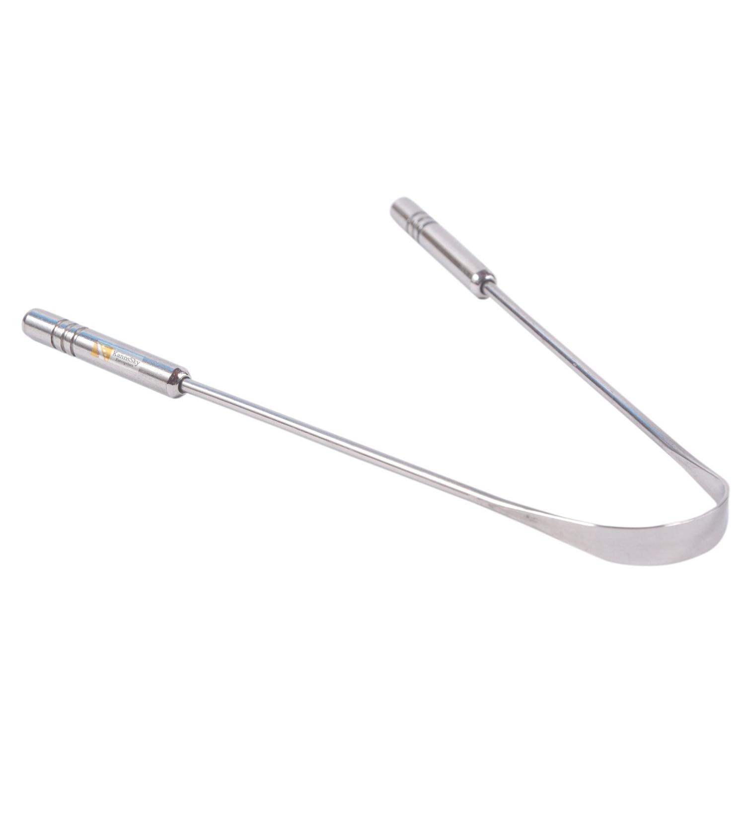 Surgical grade stainless steel tongue cleaner scraper | Bacteria-free handle without plastic cover sterilizable