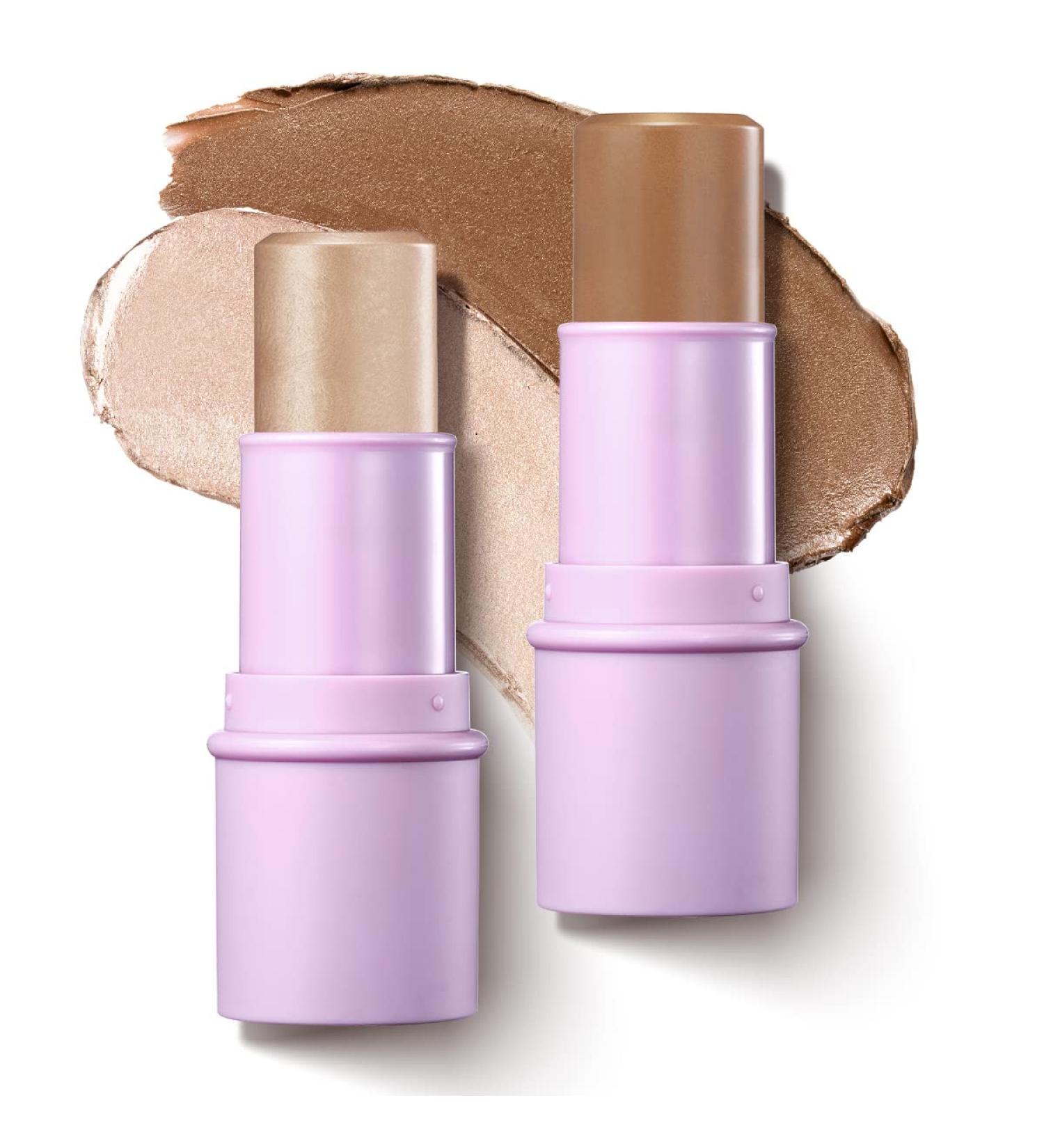 LUXAZA Contour Stick Makeup Set - Highlighter & Bronzer Pen for Face, Long Lasting Illuminator & Brightening Formula - Champagne Pink Shade - Buy Online on GoSupps.com
