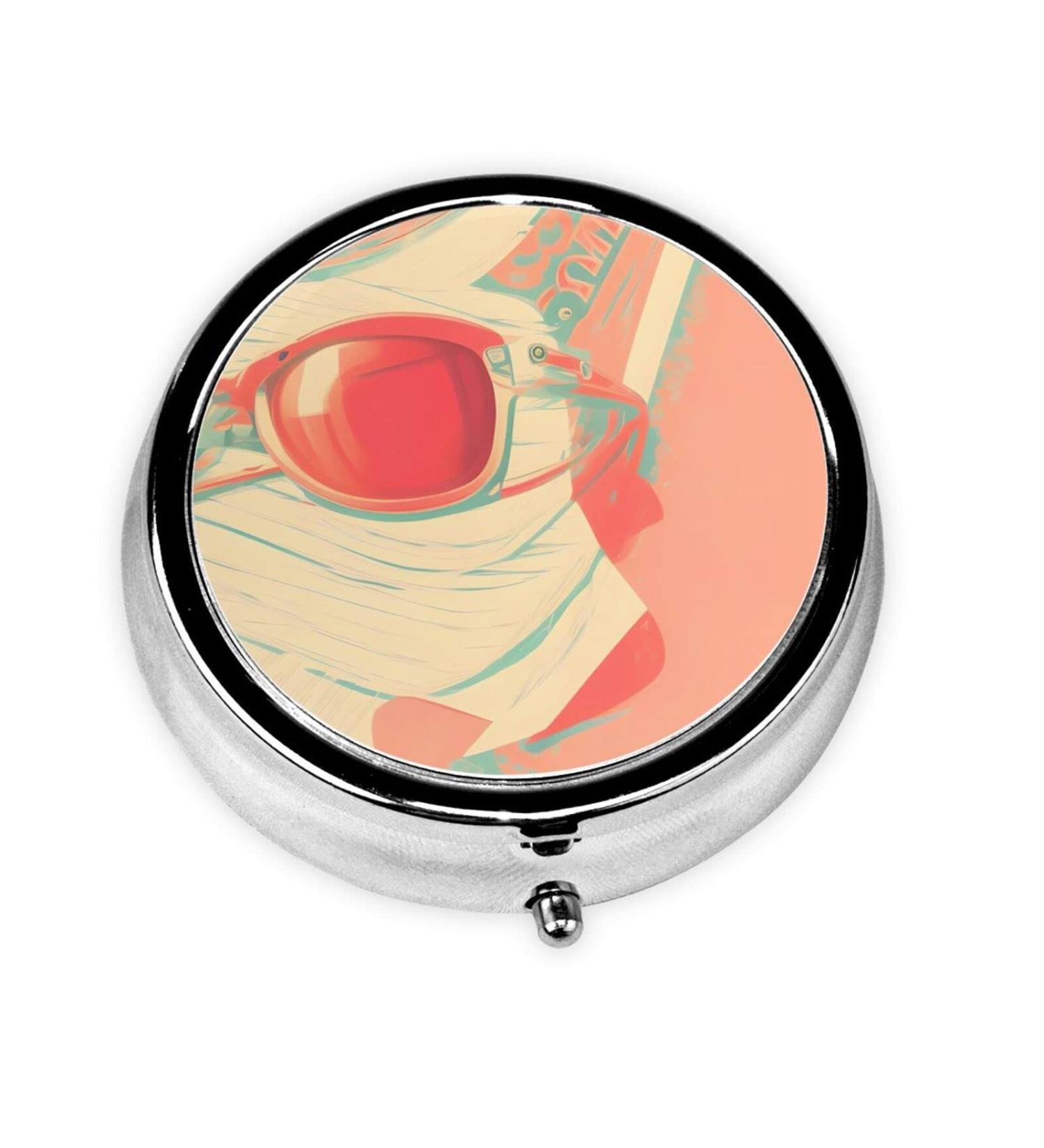 Retro Abstract Round Pill Box - 3 Compartment Portable Travel Organizer for Pills | Ideal for International Shipping - Buy Online on GoSupps.com