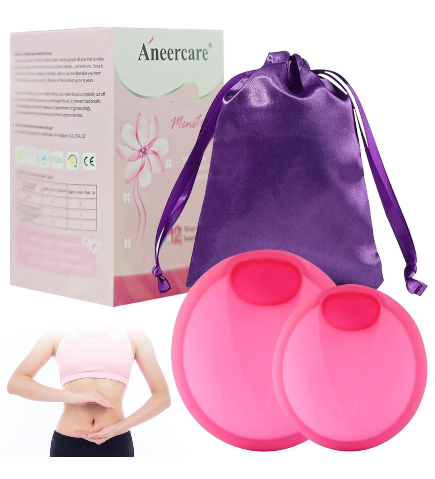 Garomia menstrual disc menstrual disc 2 Periodic disc S+L menstrual cup with storage pocket Alternative soft tampons for active women sport swimming pink
