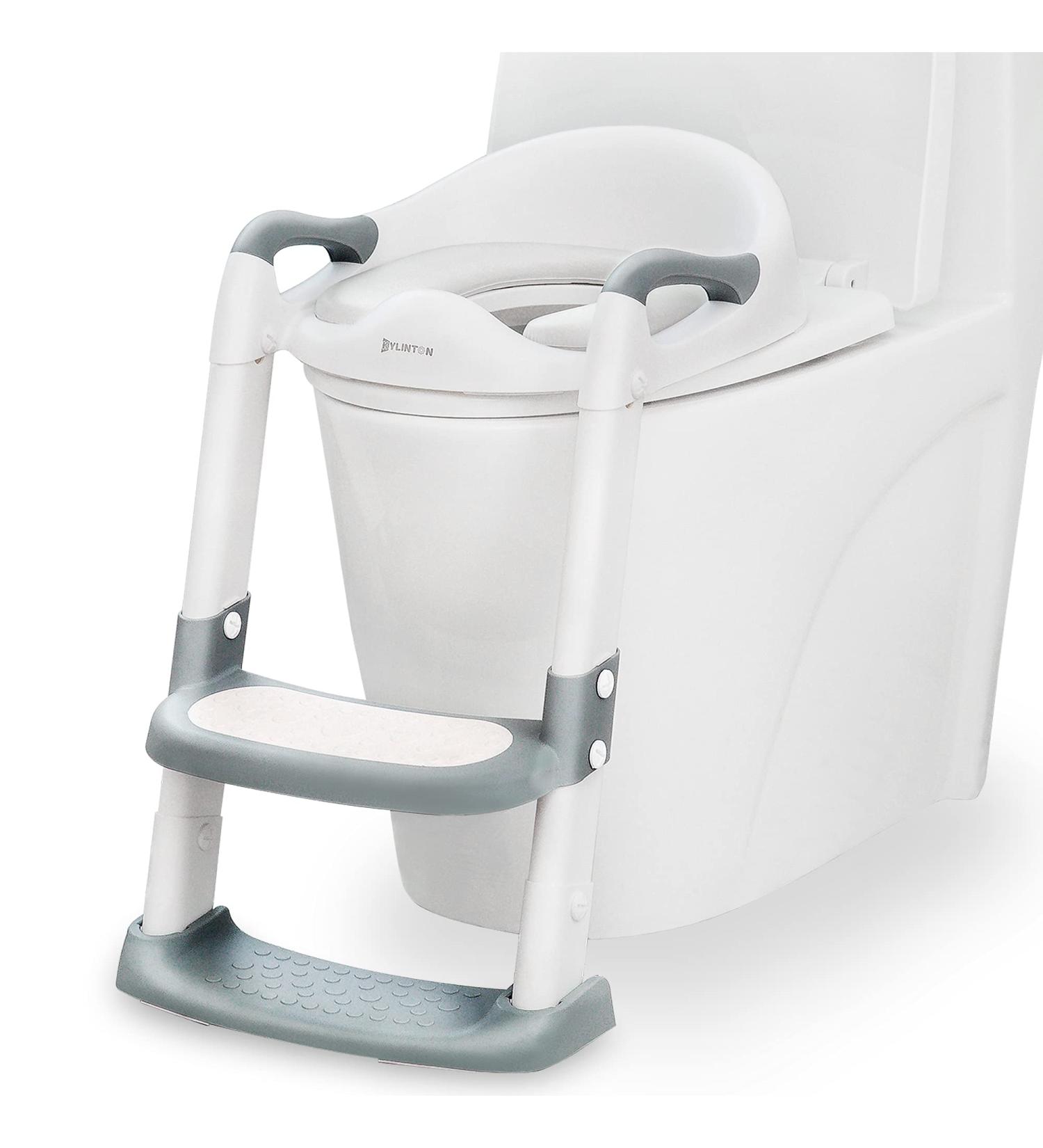 Kylinton Potty Training Seat with Step Stool Ladder - 2 in 1 Foldable Toddler Potty Seat for Boys and Girls - Splash Guard, Anti-Slip Pad - Grey - Buy Online on GoSupps.com