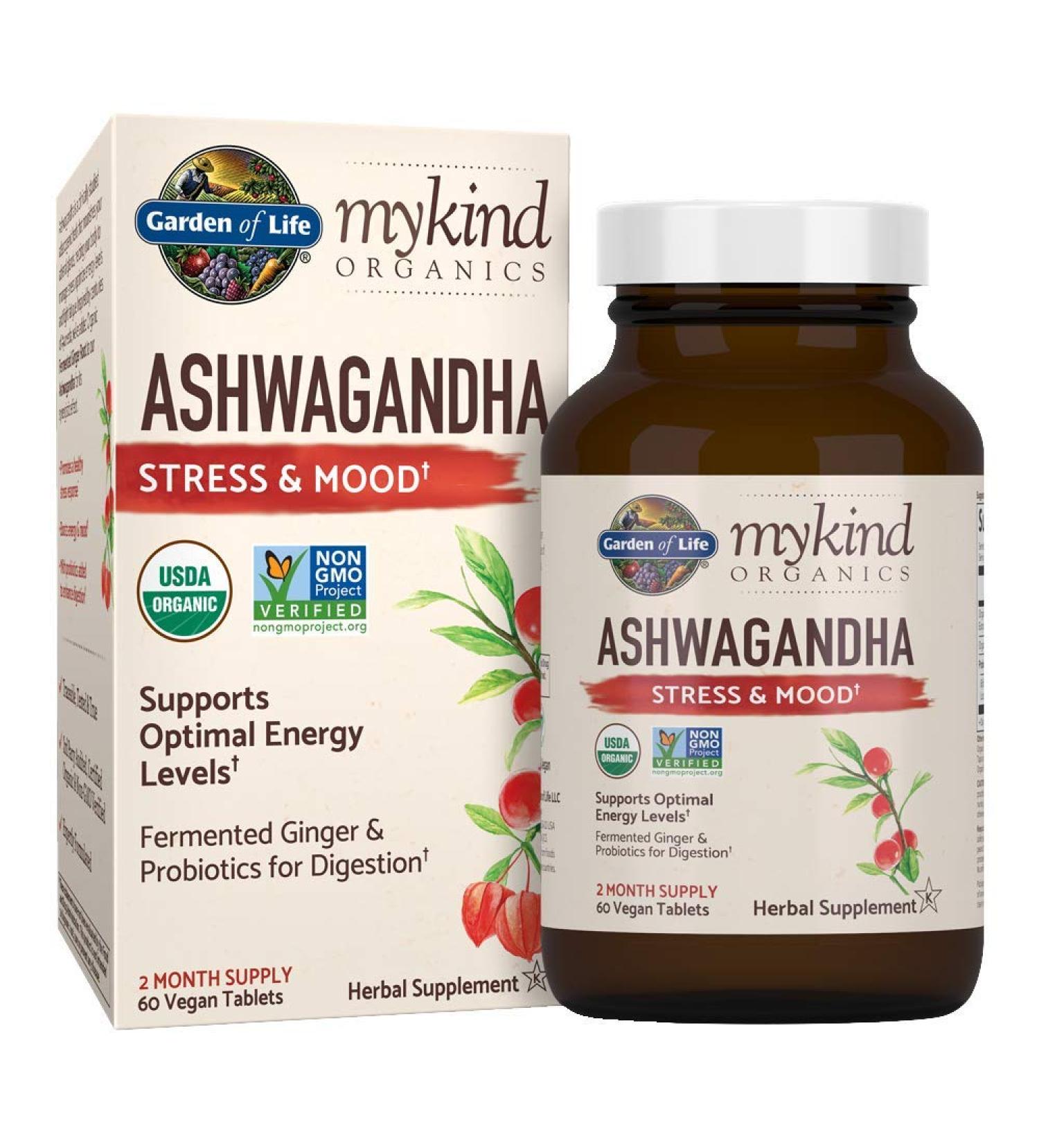Buy Garden of Life MyKind Organics Ashwagandha Stress & Mood - 60 Vegan Tablets - Buy Online on GoSupps.com