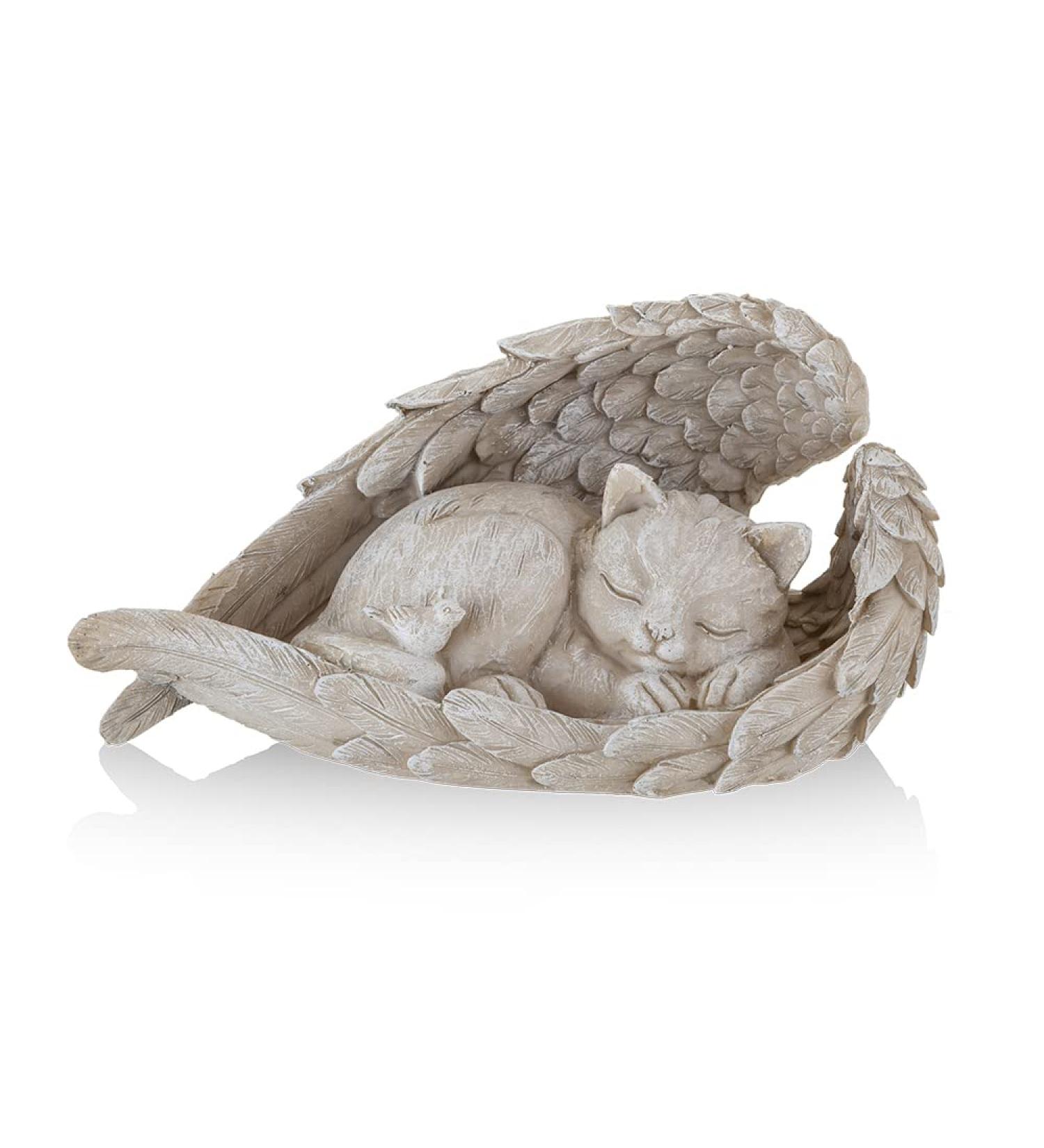NEWDREAM Pet Memorial Statue - Indoor Angel Decorations for Dogs and Cats - Angel Wing Figurine Pet Grave Marker in Light Grey - Buy Online on GoSupps.com