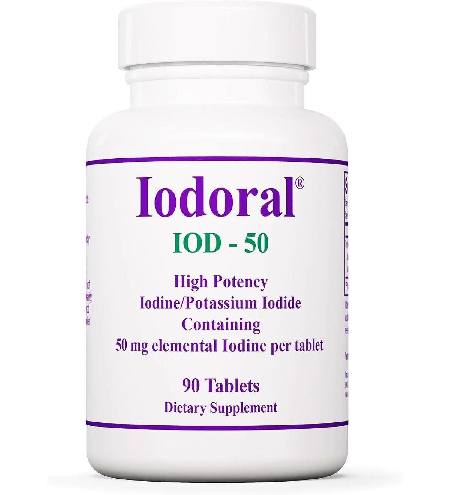 Iodoral 50 mg High Potency Lugol Solution Iodine Supplement - 90 Tablets - Buy Online on GoSupps.com