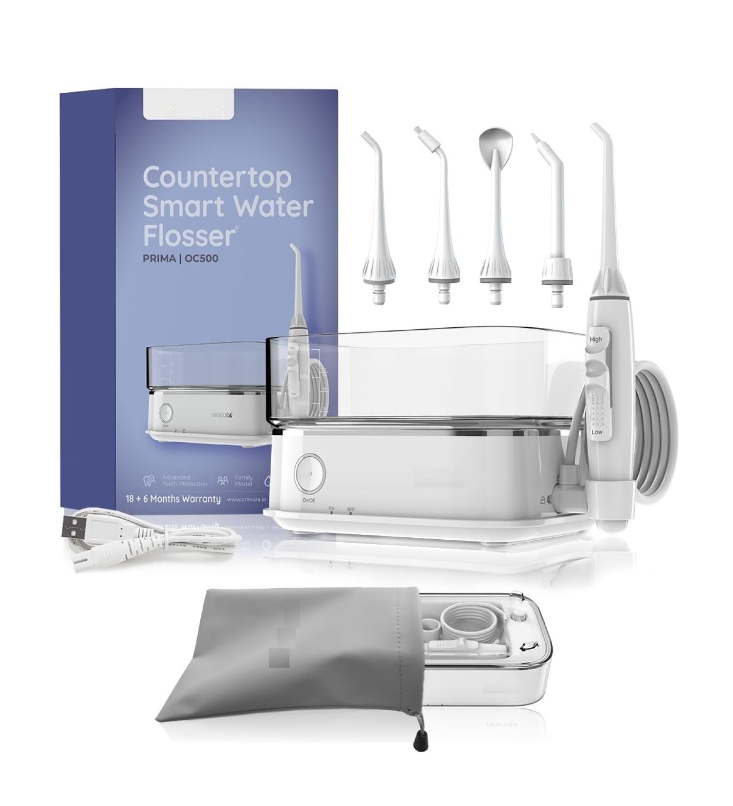 Buy Water Flosser - 2 Modes (Clean & Massage) 10 Pressure Settings 6 Tips 600ml Tank | Perfect for Families - International Shipping Available - Buy Online on GoSupps.com