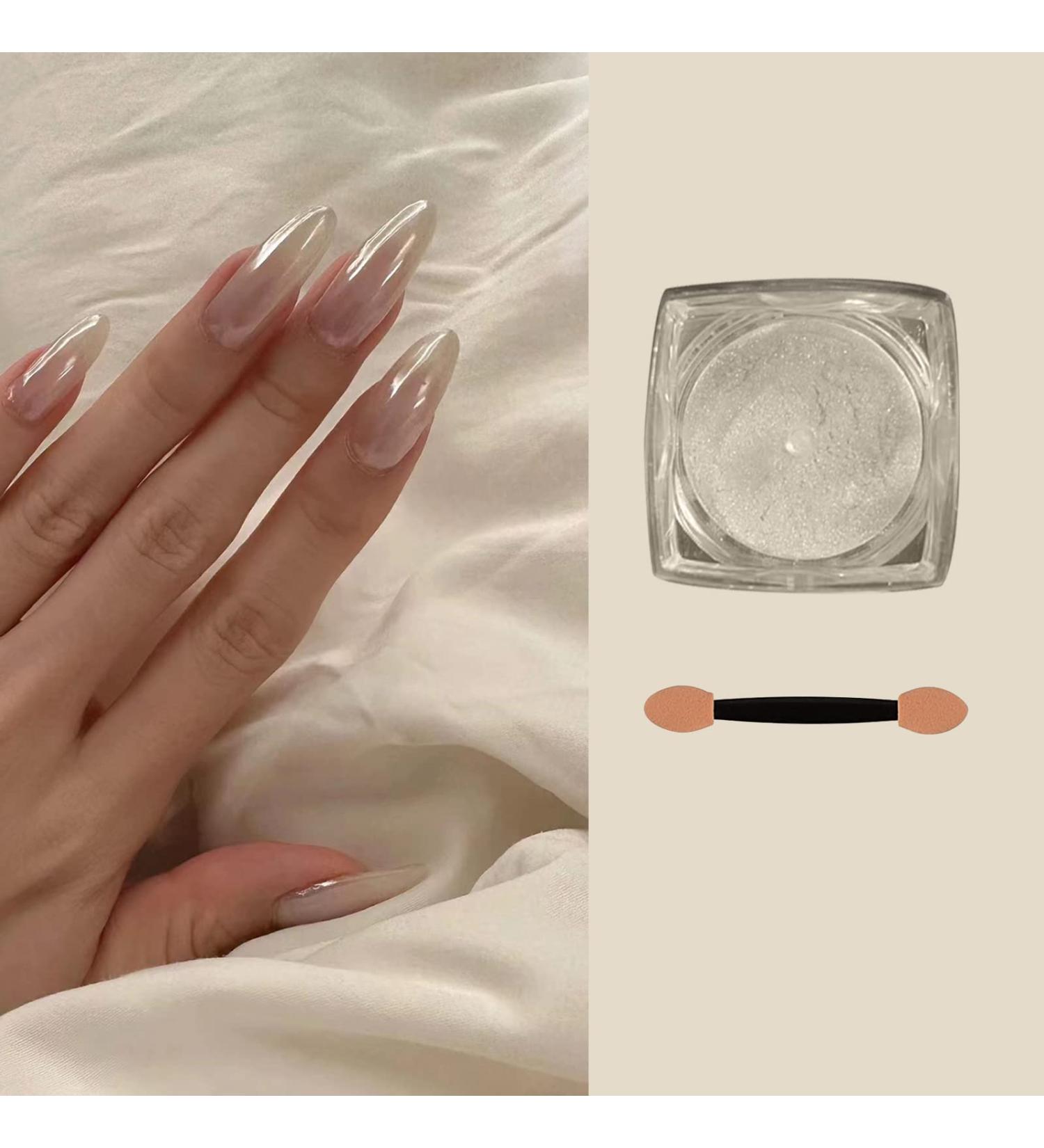 White Pearl Chrome Nail Powder - High Gloss Glitter for Stunning Manicure Decorations - Buy Online on GoSupps.com