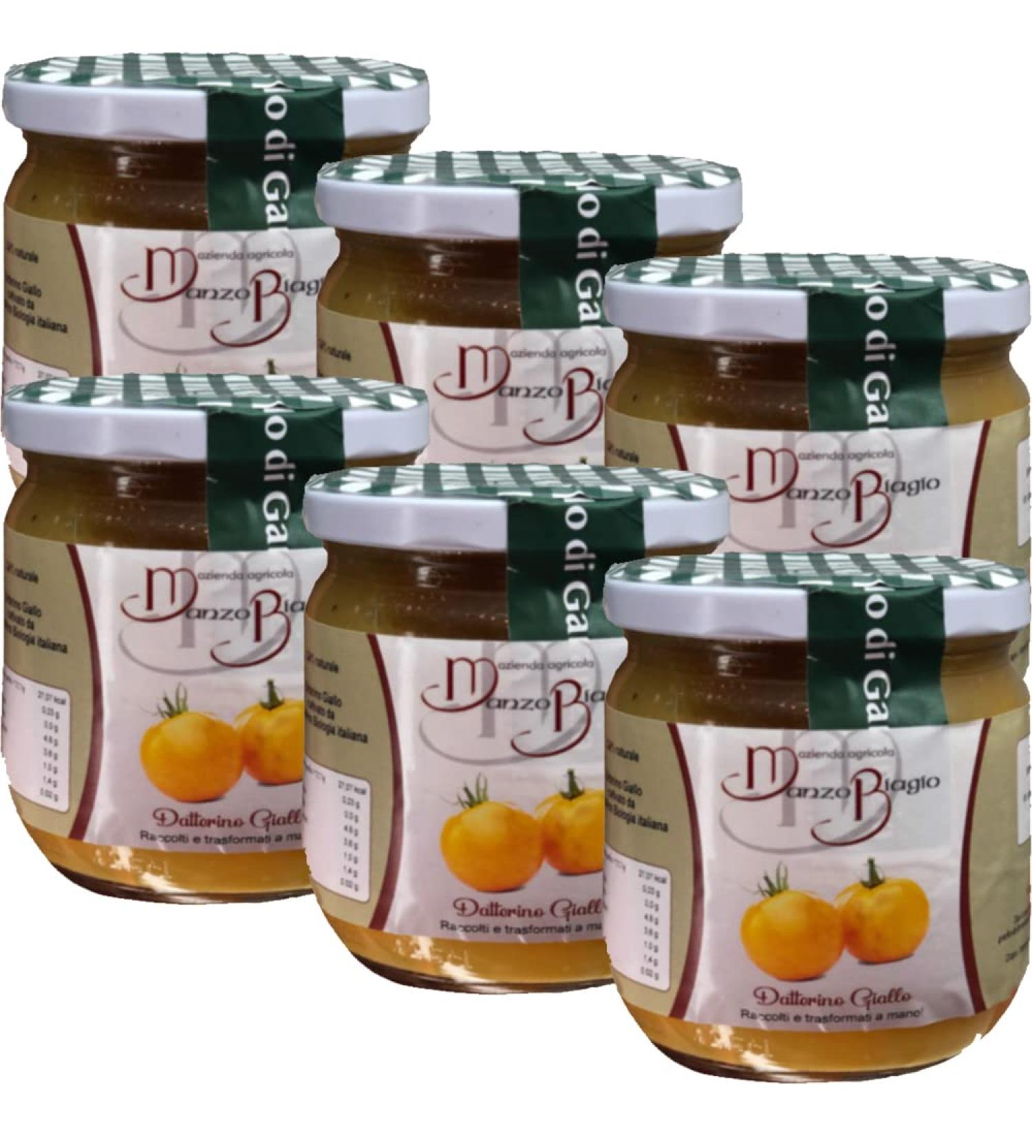 Amanti taste and passion Sauce Tomate Datterino Jaune | Ferme Bio B uf Biagio | 6 Pots en Verre de 425 Gr | Agricotura biologique | Piana del Sele | R colt s la main
