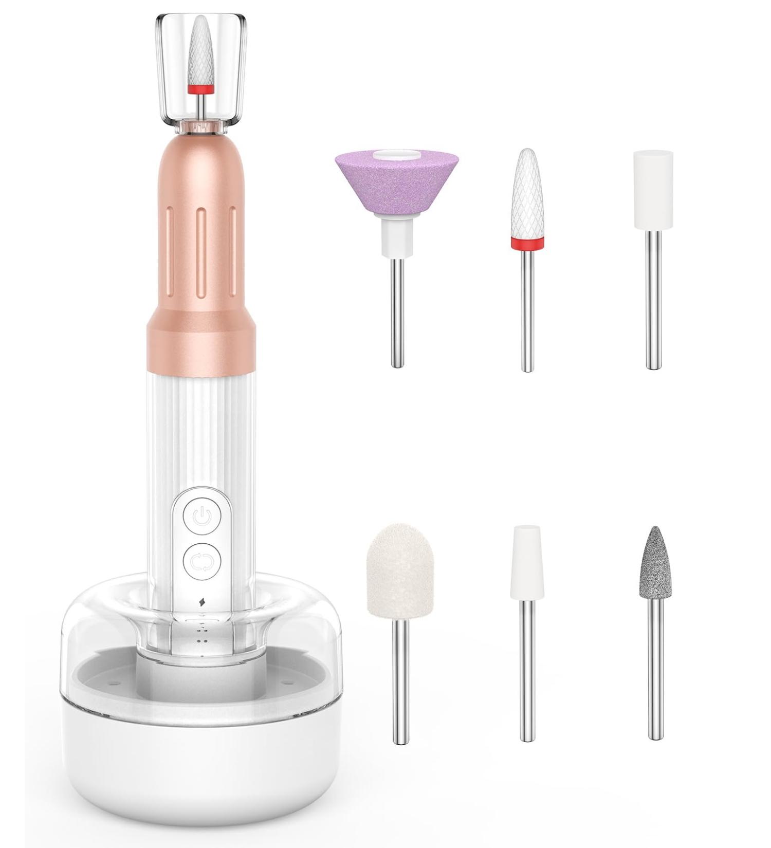 Electric Nail Drill Machine for Gel and Acrylic Nails | Portable USB Efile Set for Manicure Pedicure | White Gold Nail Tools - Buy Online on GoSupps.com