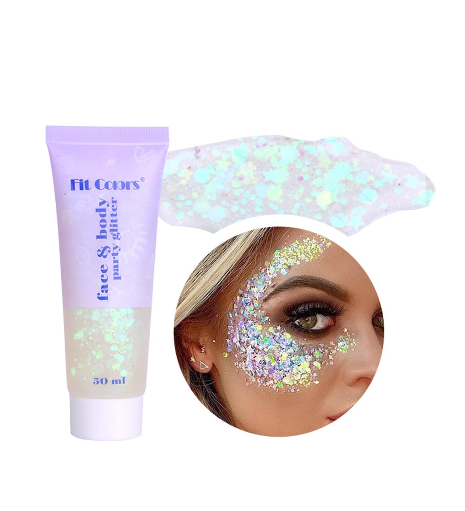 AKARY White Mermaid Scale Glitter Gel - Long-Lasting Holographic Chunky Glitter for Body, Hair, Face, Nails, Eyes - Fairy Costume Makeup for Women - Buy Online on GoSupps.com