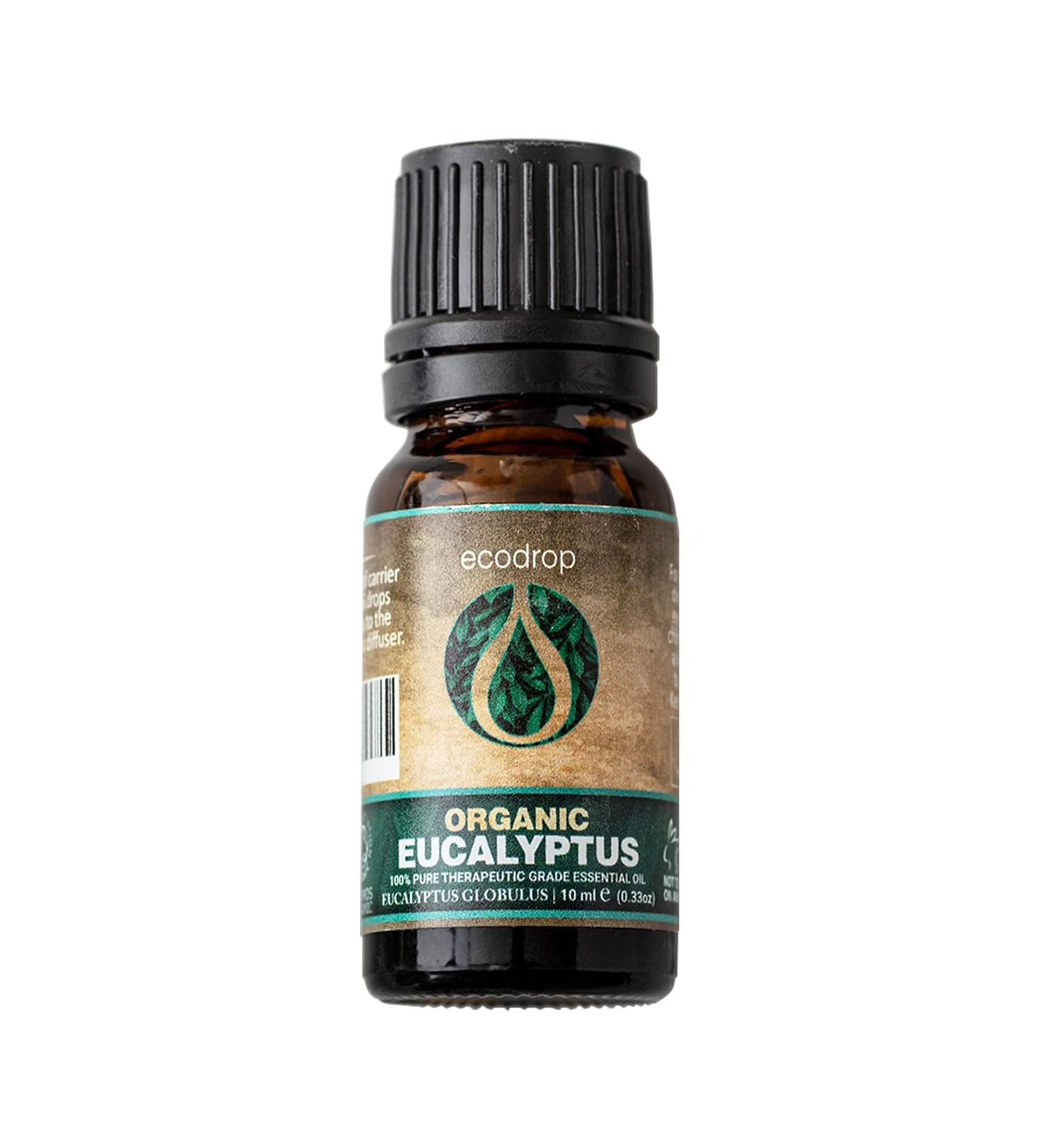 Ecodrop Pure Eucalyptus Essential Oil - 10ml | 100% Natural Therapeutic Grade Globulus Oil - Aromatherapy for Mood, Immunity, Pain Relief - Organic - Buy Online on GoSupps.com