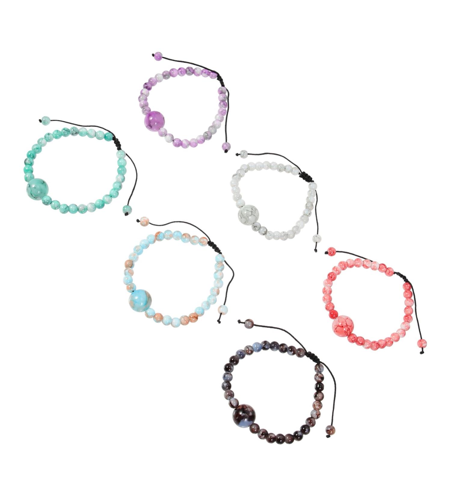 Healifty 6pcs Motion Sickness Braided Bracelet Set for Girls | Woven Friendship Bracelets | Boho Decor Hand Wrist Decor | Anti-Nausea Glass Bead Bracelet - Buy Online on GoSupps.com