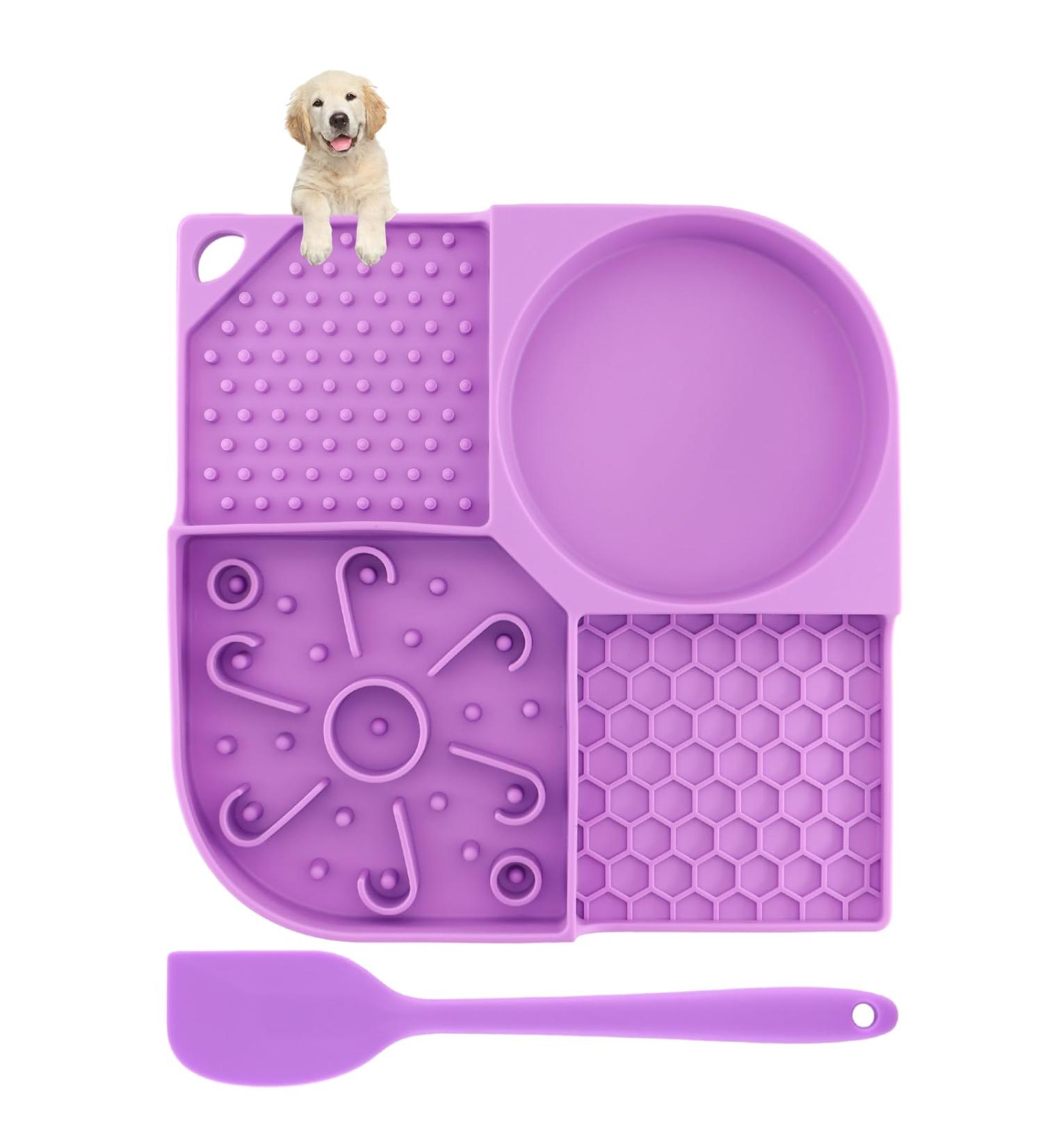 Buy Katiak Leckmatt Dog Lick Mat with Suction Cup | 21x21cm Non-Slip BPA-Free Purple | Anxiety Relief for Dogs + Silicone Spatula - Buy Online on GoSupps.com