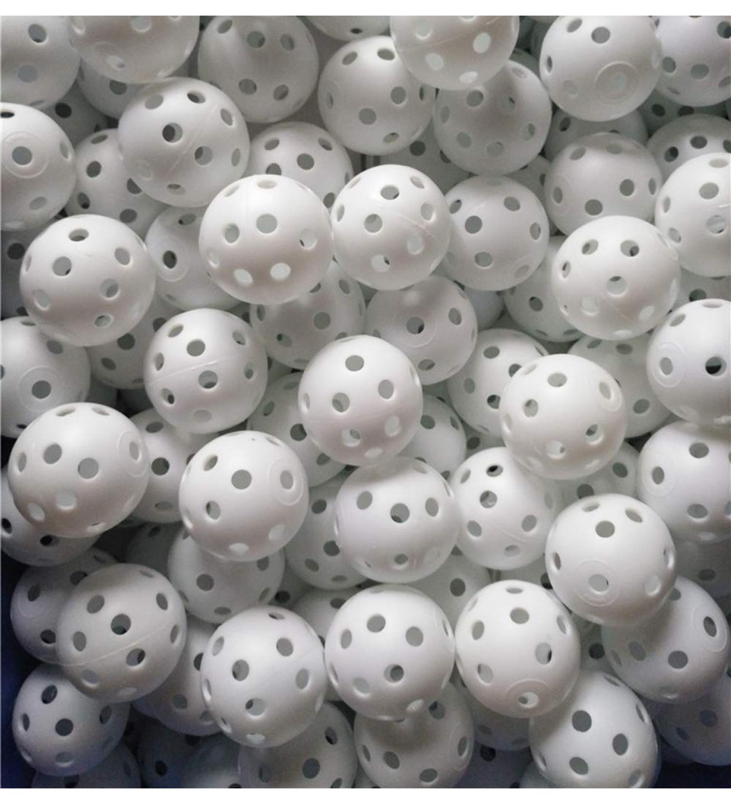 Faswin 100 Pack White Plastic Golf Training Balls - Hollow 41mm Airflow Design for Driving Range and Swing Practice - Buy Online on GoSupps.com