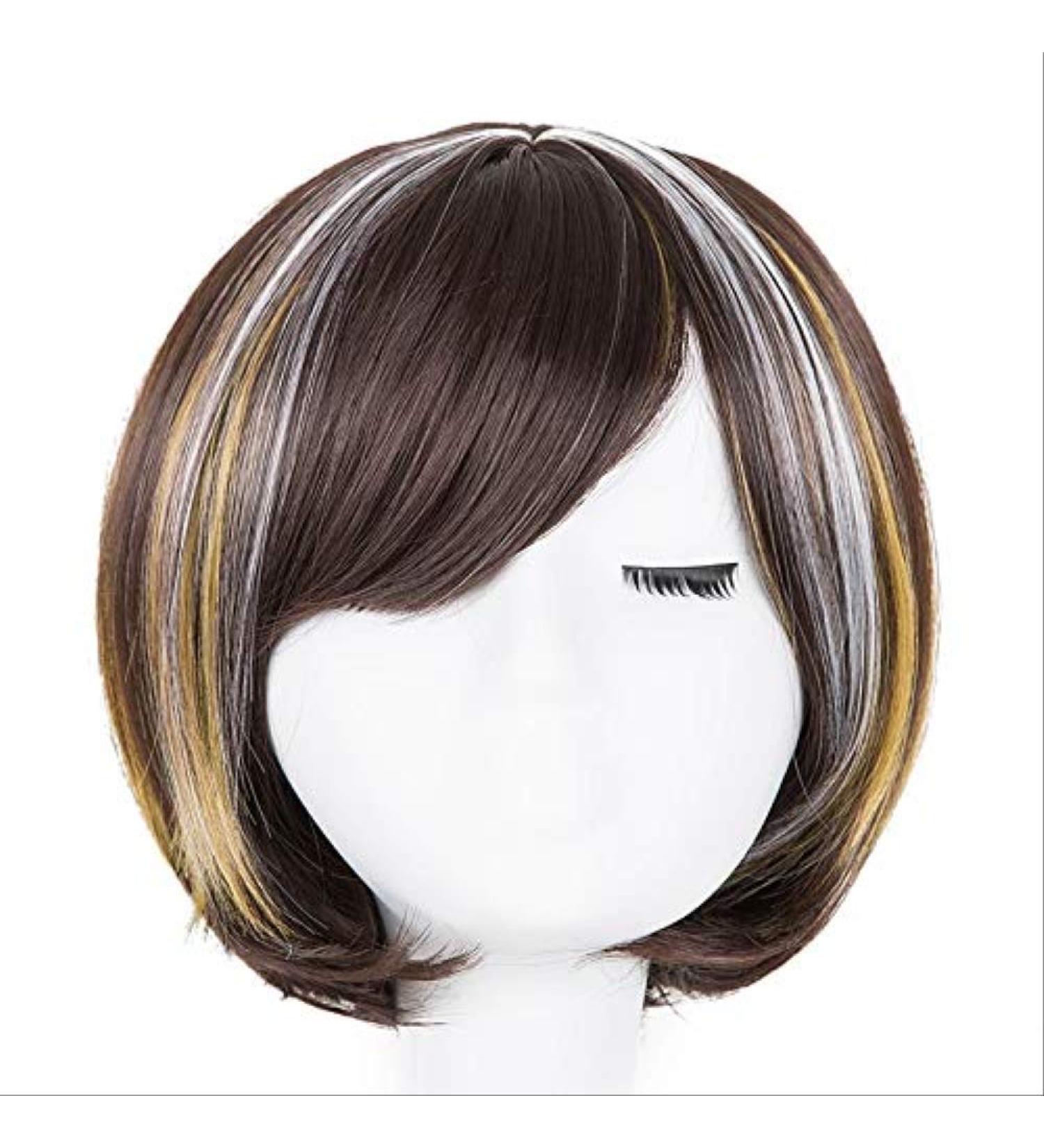 Buy Short Wavy Synthetic Heat Resistant Fiber Wig | Middle Part Inclined Hairpieces in Picture Color - International Shipping Available - Buy Online on GoSupps.com