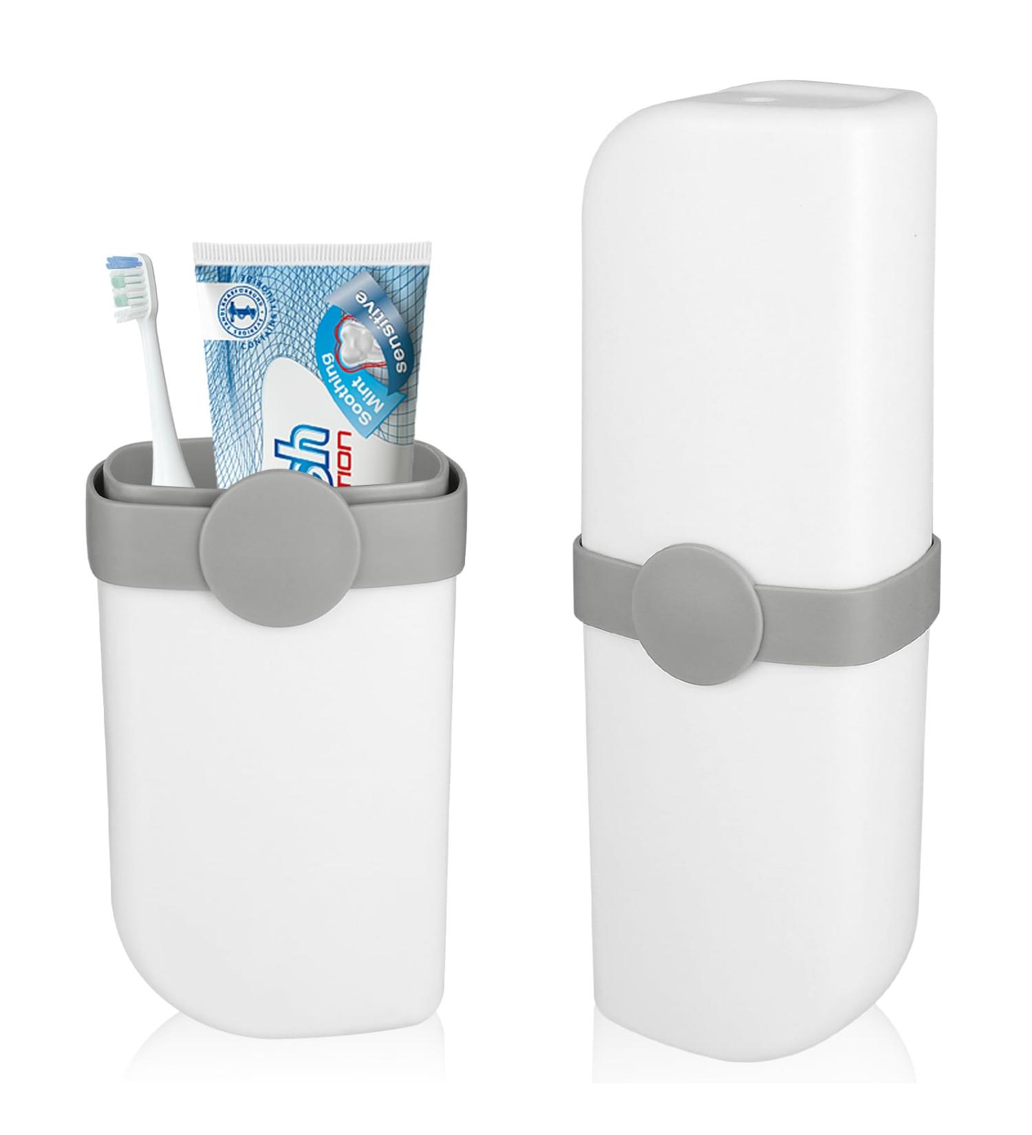 Comnico Portable Travel Toothbrush Holder - Anti-Dust Organizer with Cover for Camping Business School & Bathroom - White - Buy Online on GoSupps.com