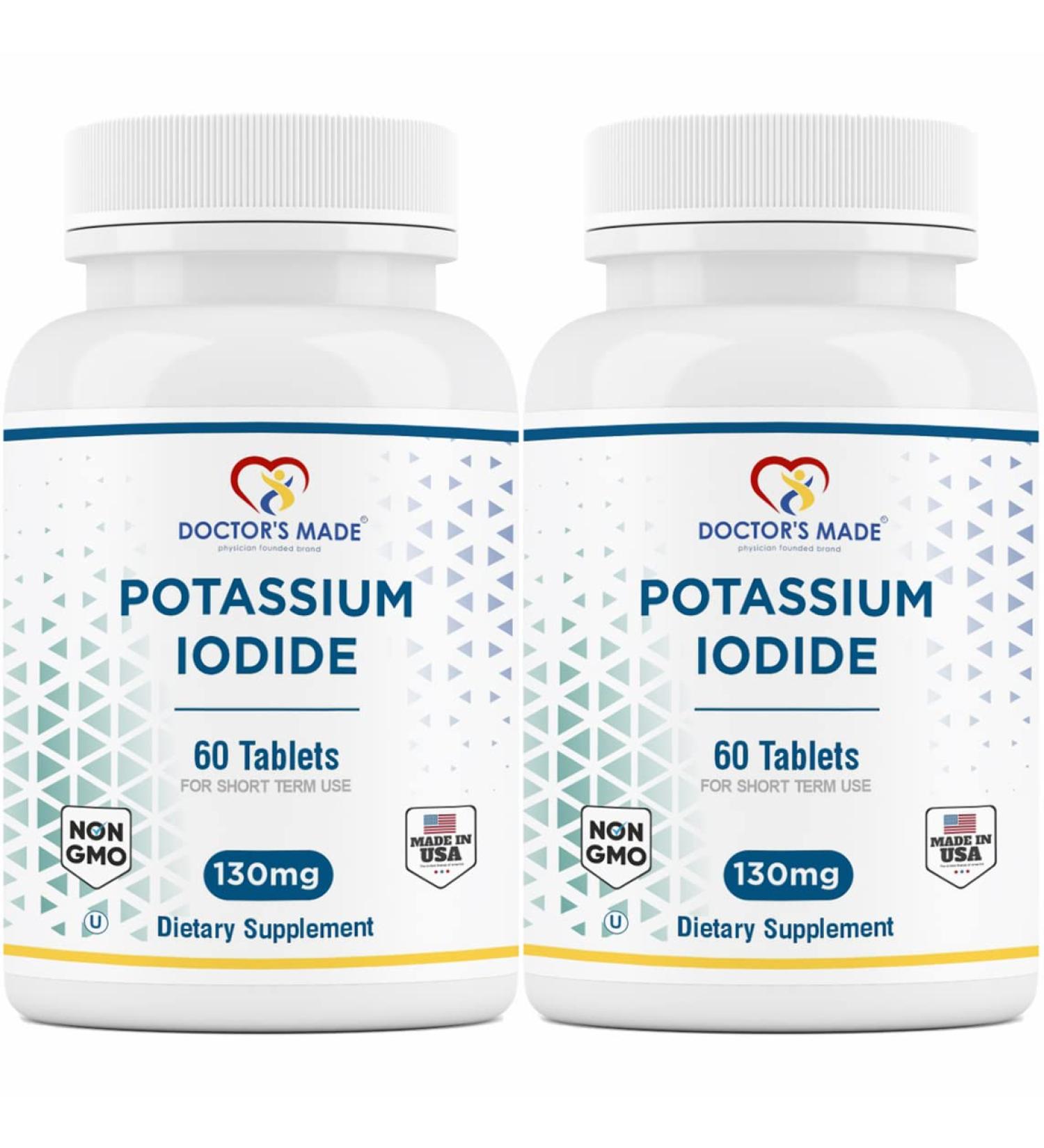 Doctor's Made Potassium Iodide 130 mg - Thyroid Supplements (2 Pack, 120 Tablets) - Kosher - Exp Date 04/2025 - Buy Online on GoSupps.com