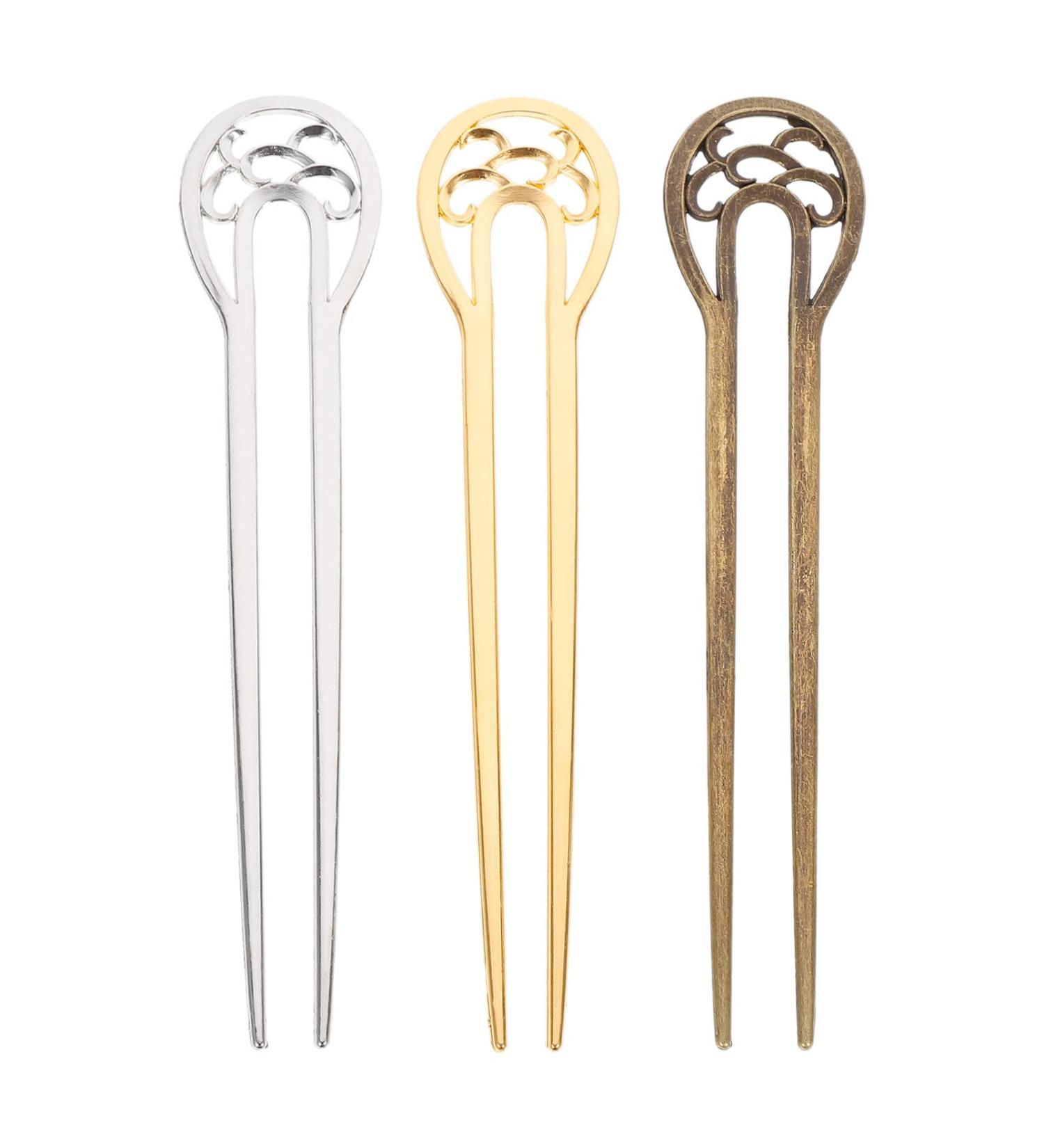 Beaupretty French Hair Forks - Set of 3 U-Shape Metal Hairpins for Stylish Hair Rolls - Buy Online on GoSupps.com