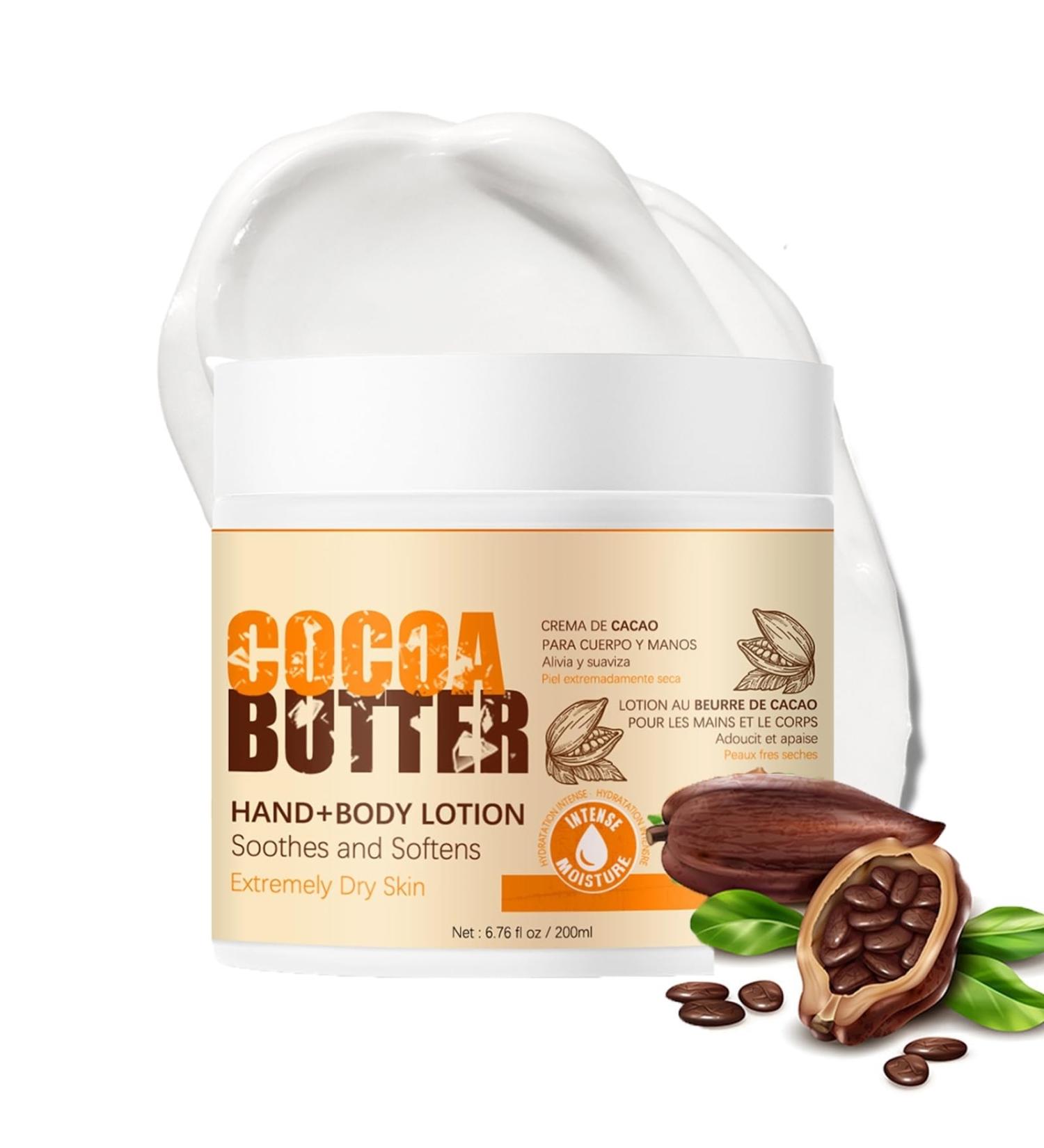 Cocoa Butter 200ml- Body Butter for Dry Skin - Body Butter for Women - Cocoa Butter for Hydrating Nourishing Firming - Skin Care Cocoa Butter Moisturiser - Pure Cocoa Butter Raw - Buy Online on GoSupps.com
