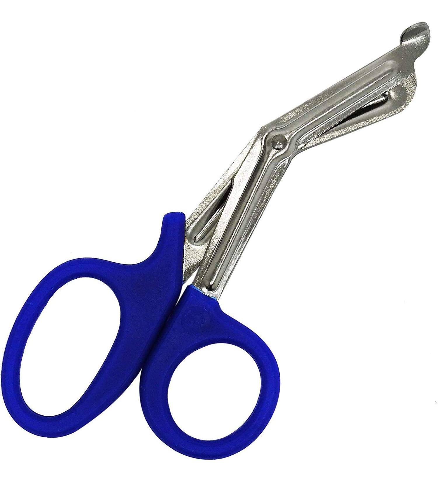 ABE First Aid Tuff Cut Utility Scissors 7.5'' Stainless Steel Medical Bandage Scissors EMT Shears for Emergency Supplies (Blue)