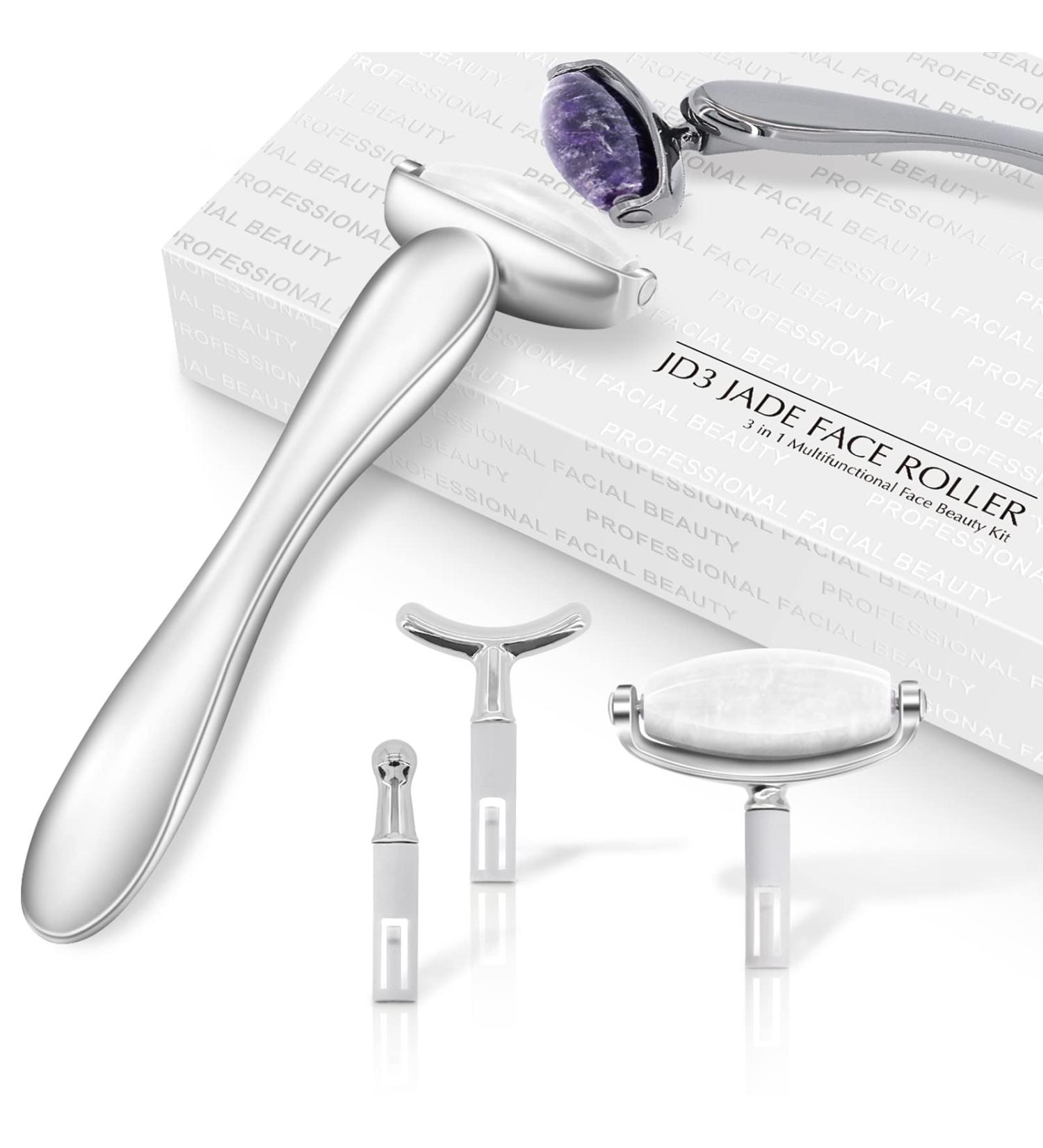 I B N G Jade Face Roller | Facial Tools for Women | 3 Interchangeable Heads | Skin Care & Massage Beauty Tools - Buy Online on GoSupps.com